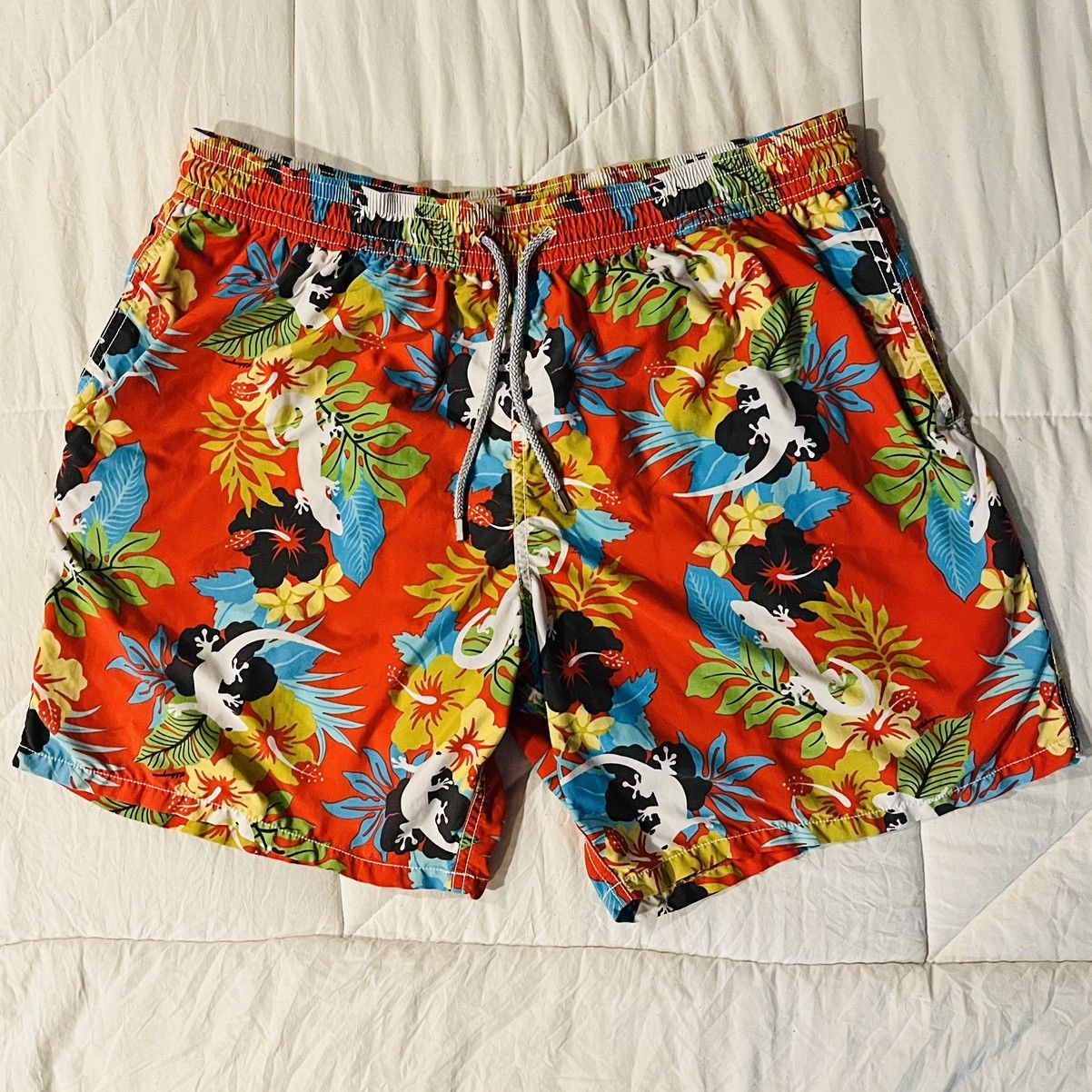 Vilebrequin Floral Hawaiian Lizard Swim Trunks Shorts 4XL