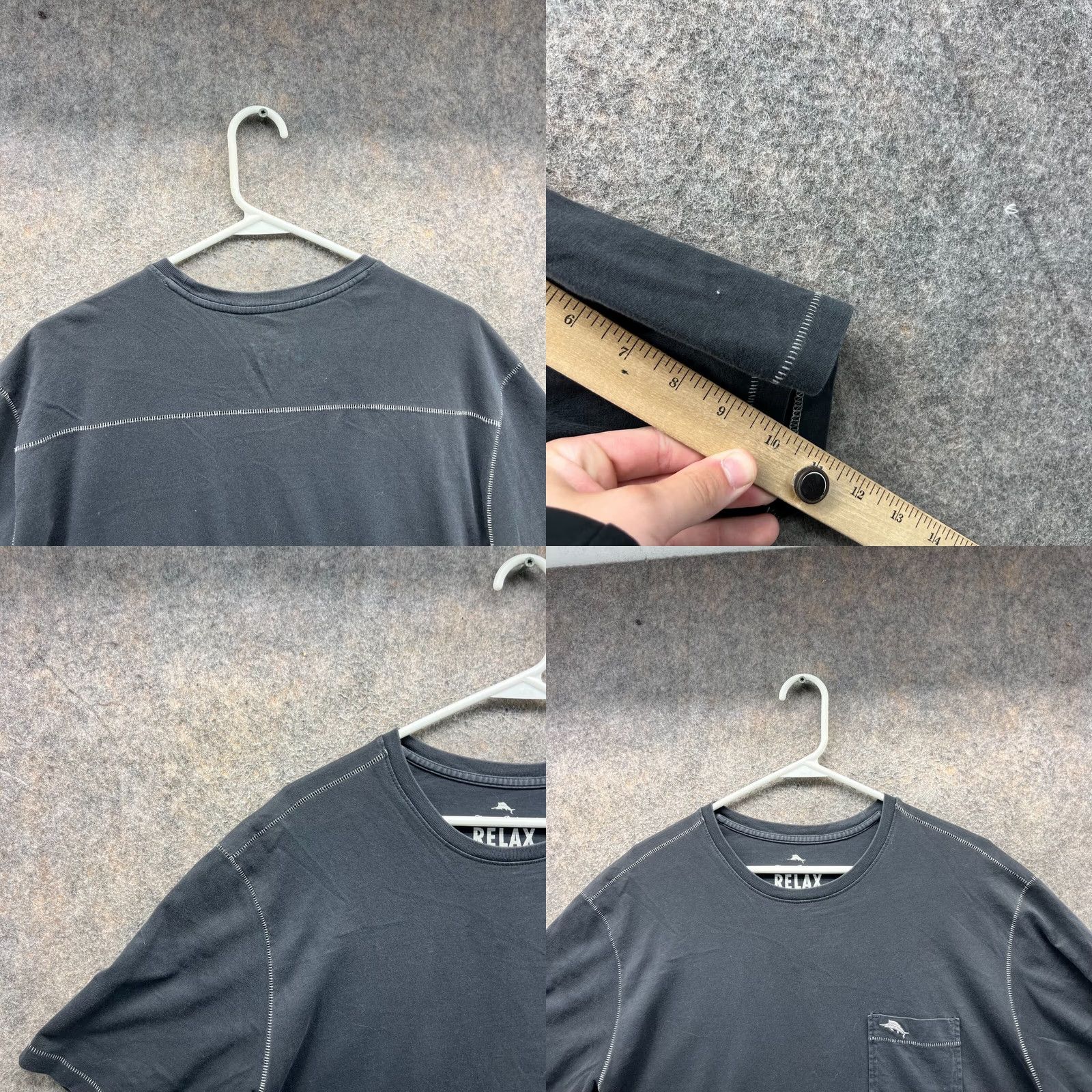 Tommy Bahama Tommy Bahama Mens Large Grey Crewneck Relax Pima Cotton Marlin Pocket Tee Size US L / EU 52-54 / 3 - 8 Thumbnail