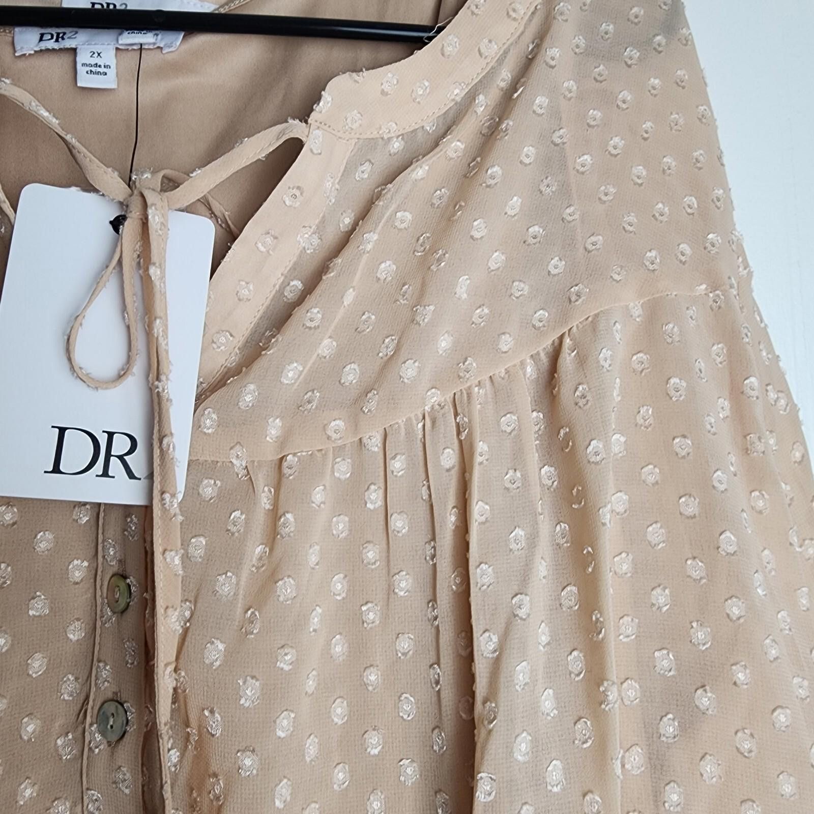 Other DR2 by Daniel Rainn Blouse Size 2X Champagne Long Sleeve NWT Size XXL / US 16-18 / IT 52-54 - 5 Thumbnail