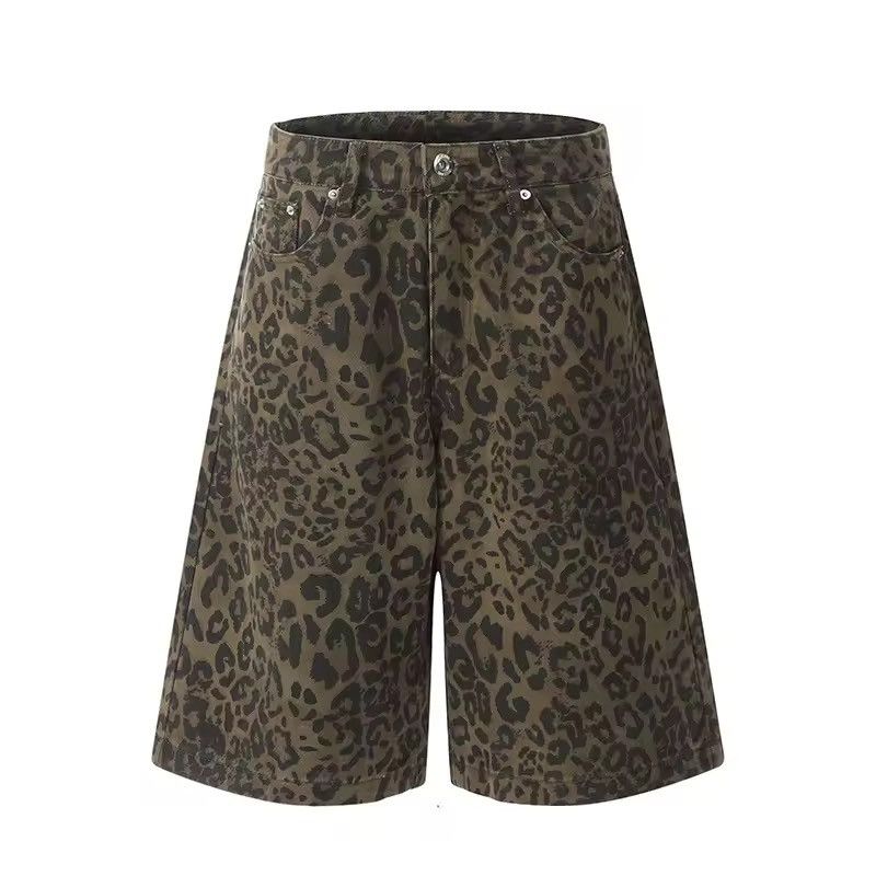 Japanese Brand Punk distressed leopard print loose shorts Size US 33 - 1 Thumbnail