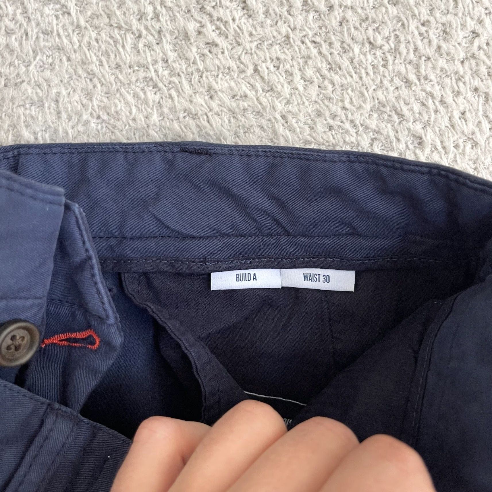 Vintage VINTAGE SPOKE Chino Pants Mens 30x31 Navy Blue Build A Trousers Slim Straight Cotton Size US 30 / EU 46 - 3 Thumbnail