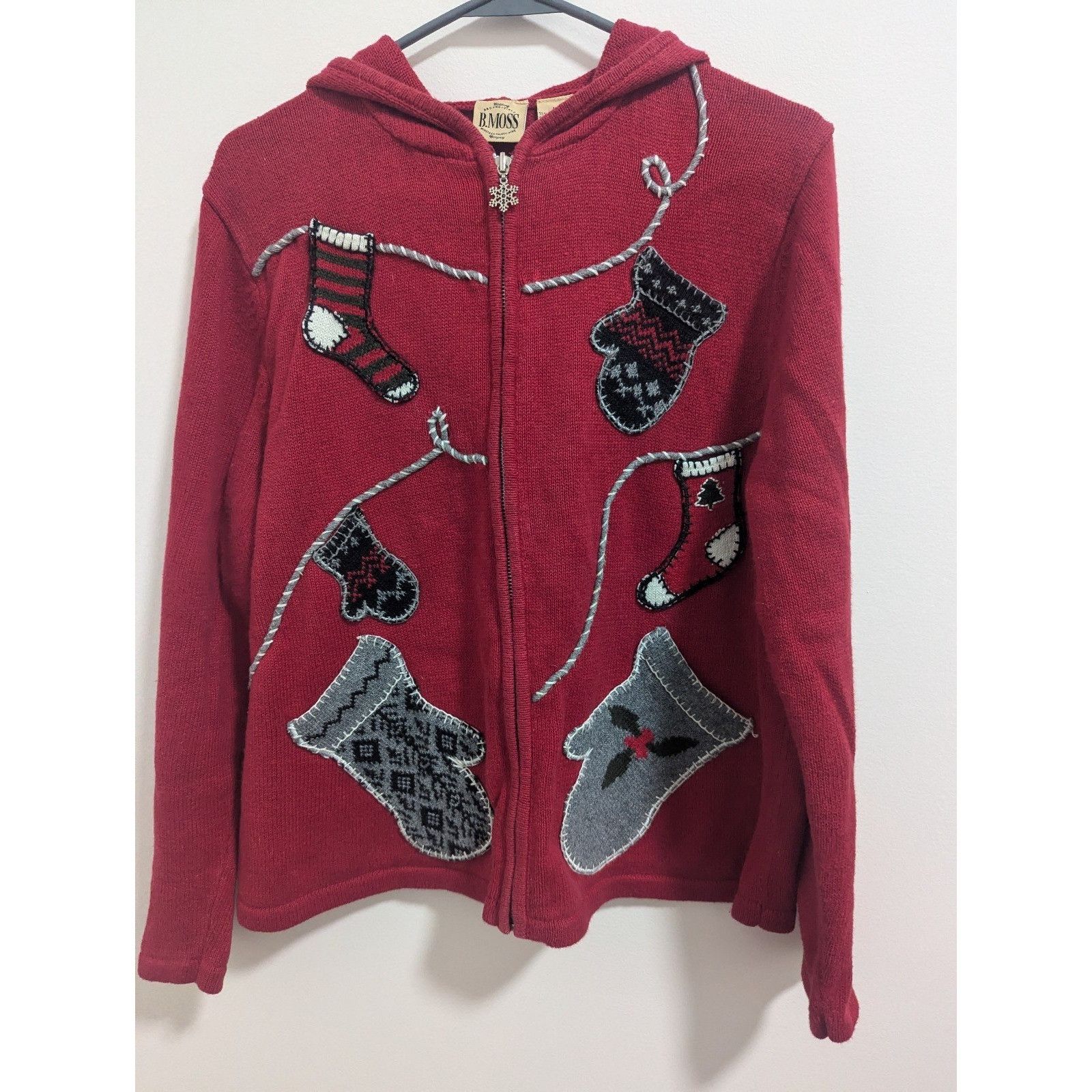 Other B. MOSS Knit Full Zip Sweater Sz L Holiday Christmas Party C Size L / US 10 / IT 46 - 1 Thumbnail