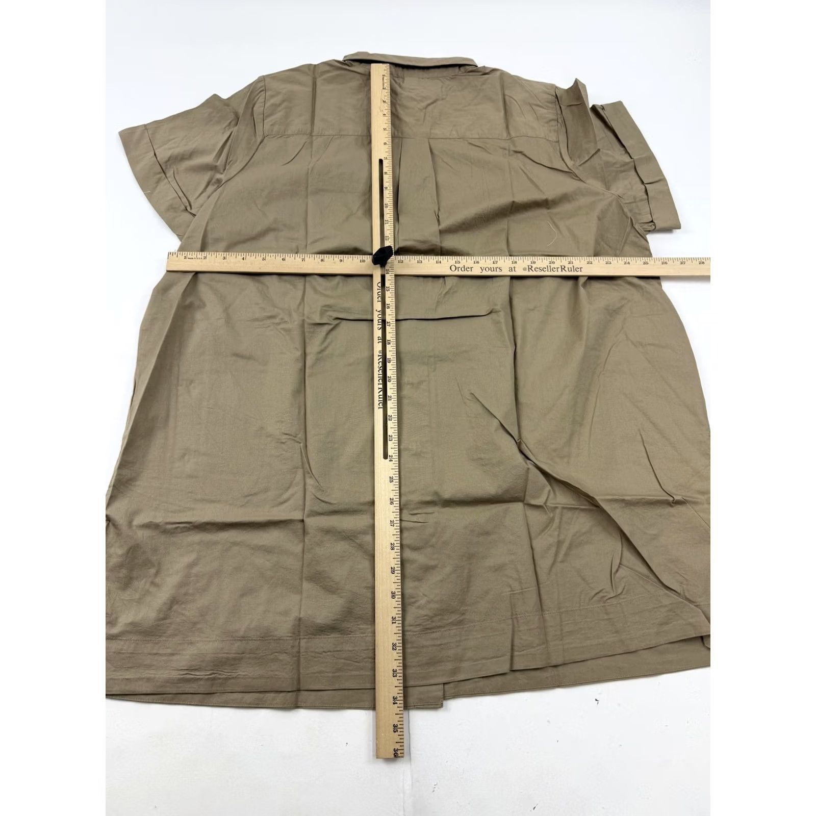 Old Navy Old Navy Shirt Dress Womens XXL Petite Beige Short Sleeve Button Front Dress Size XXL / US 16-18 / IT 52-54 - 6 Thumbnail