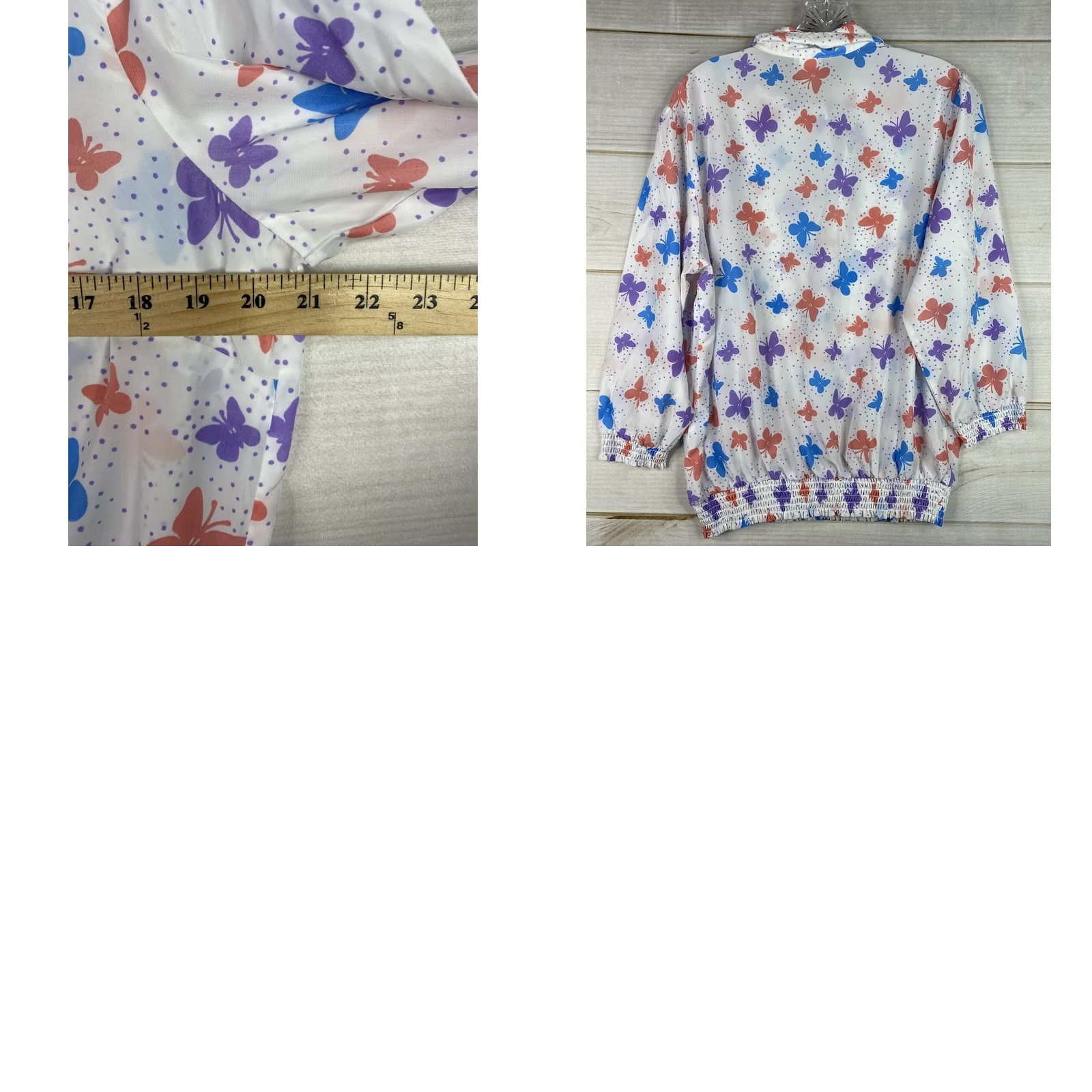 Vintage Bend Over White Blouse Womens 16 3/4 Sleeve Sheer Chiffon Elastic Waist Polyester Animal Print Casual Shirt Size XXL / US 16-18 / IT 52-54 - 8 Thumbnail