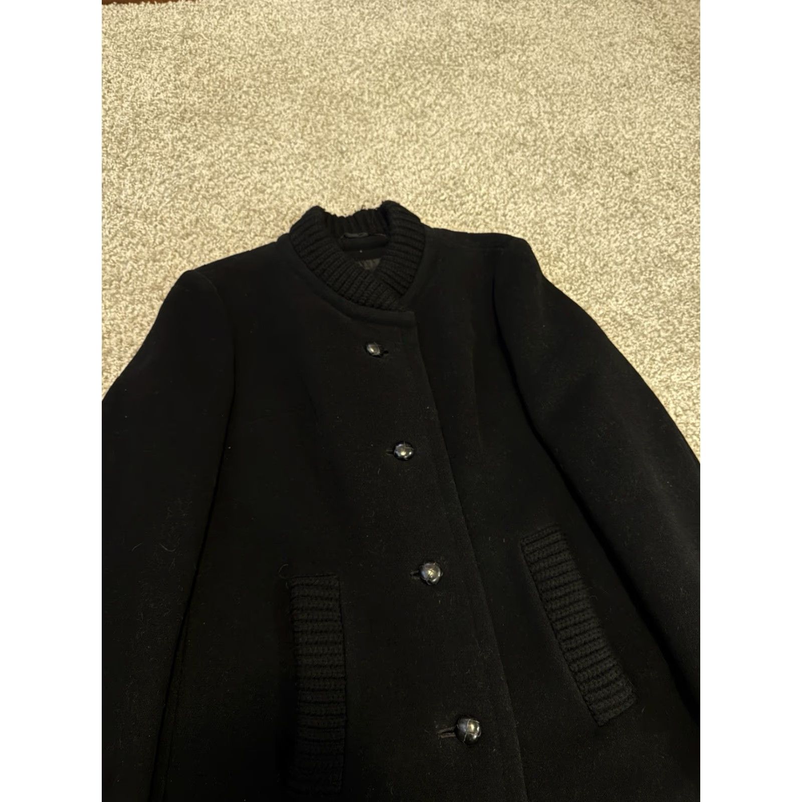 Vintage VINTAGE Ein Althof Modell Black Button Front Wool Jacket Woman M Black Pea Coat Womens Size M / US 6-8 / IT 42-44 - 4 Thumbnail