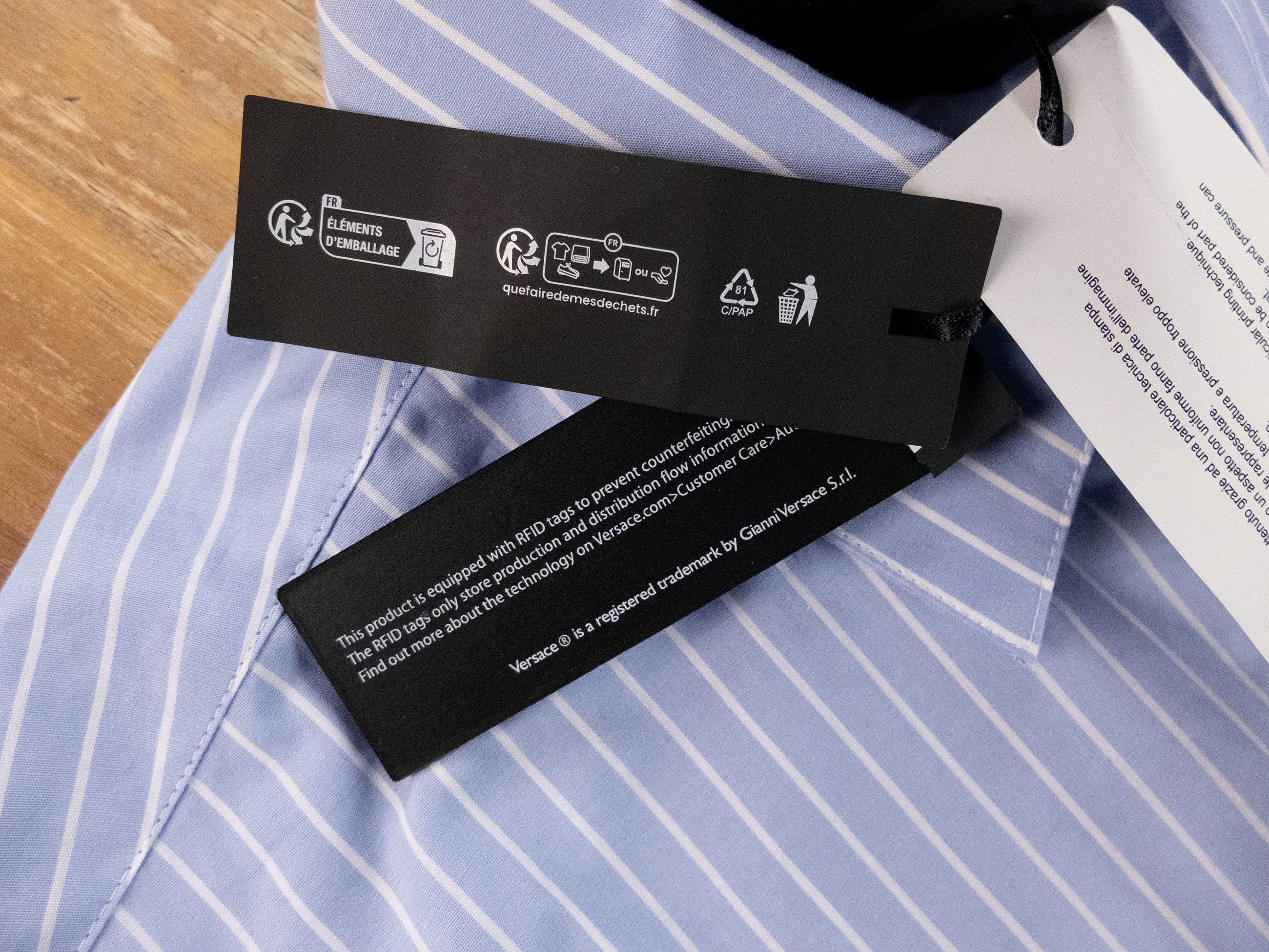 Versace VERSACE La Greca blue striped shirt Size 40 / Medium Size US M / EU 48-50 / 2 - 7 Thumbnail