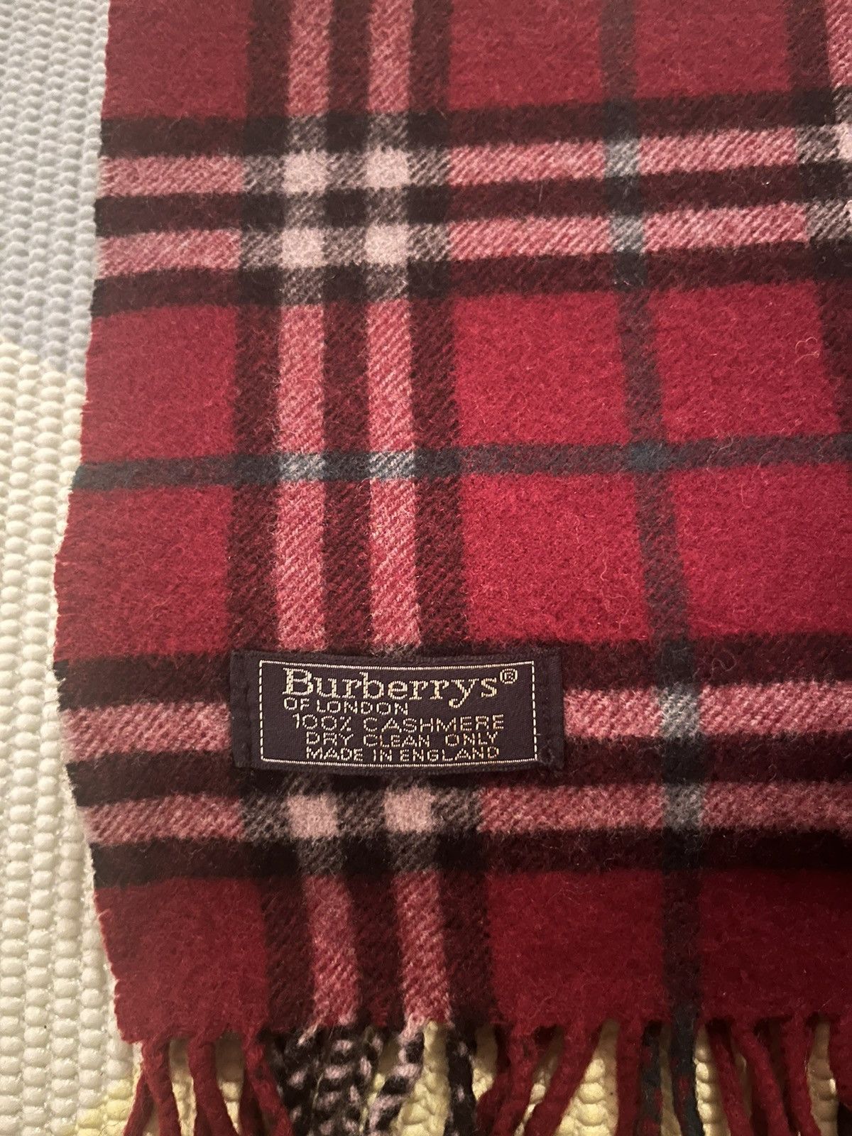 Burberry × Vintage Burberry Maroon Cashmere Scarf Size ONE SIZE - 2 Thumbnail