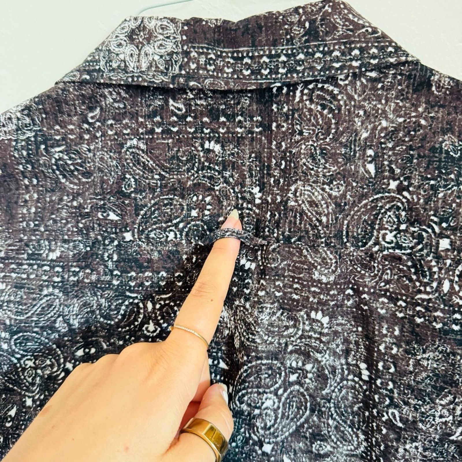 Nordstrom NORDSTROM Grey Gray White Paisley Button Short Sleeve Shirt Size US S / EU 44-46 / 1 - 9 Thumbnail