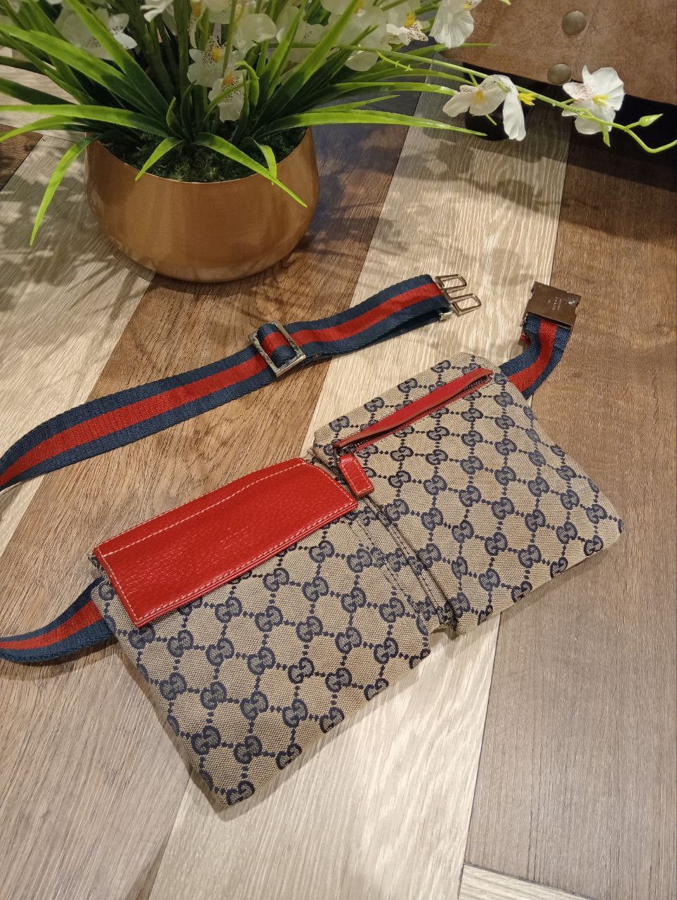 Gucci GUCCI GG CANVAS WEB DOUBLE POCKET BELT BAG Size ONE SIZE - 4 Thumbnail