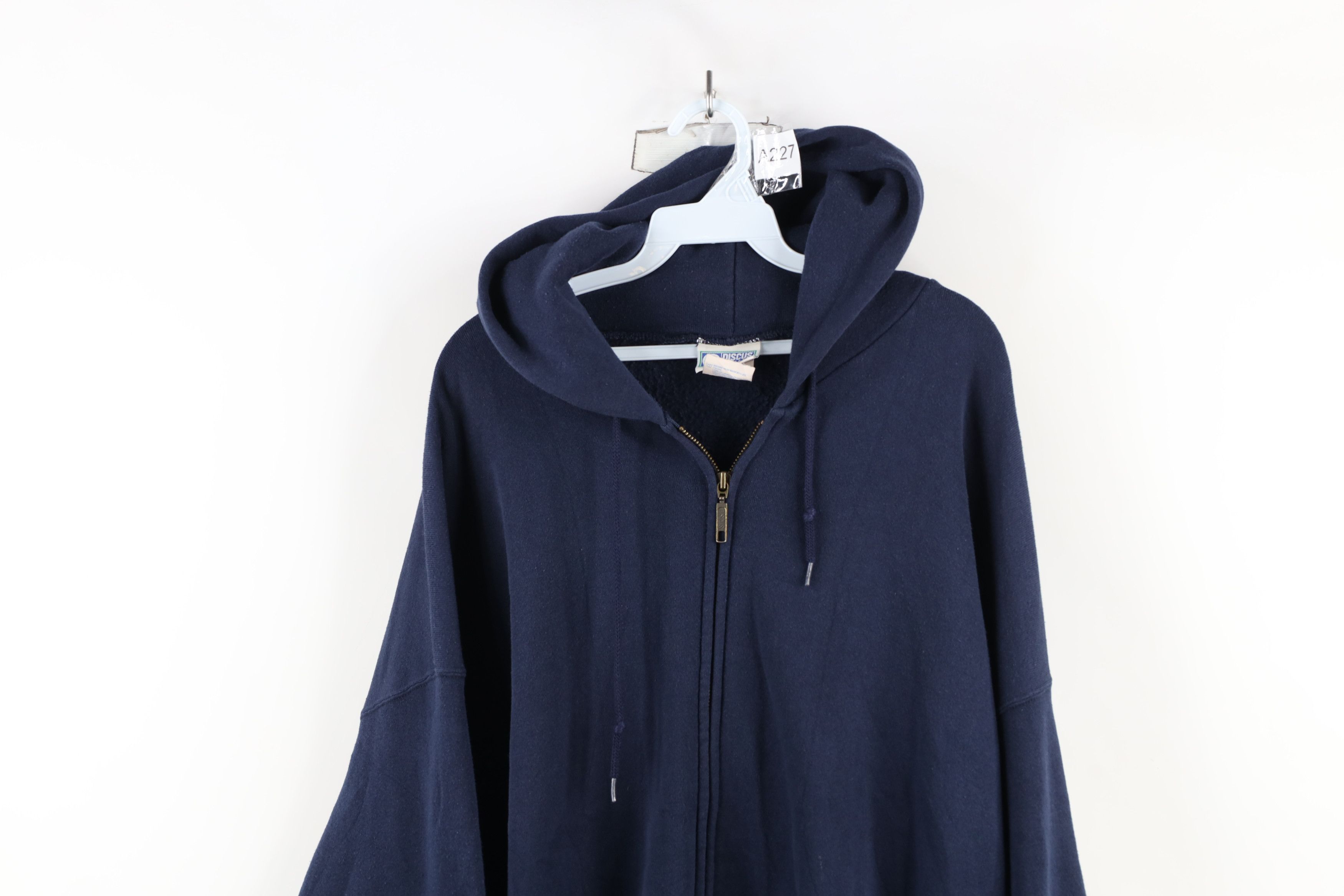 Vintage Vintage 90s Streetwear Full Zip Hoodie Sweatshirt Navy Blue Size US XXL / EU 58 / 5 - 2 Thumbnail
