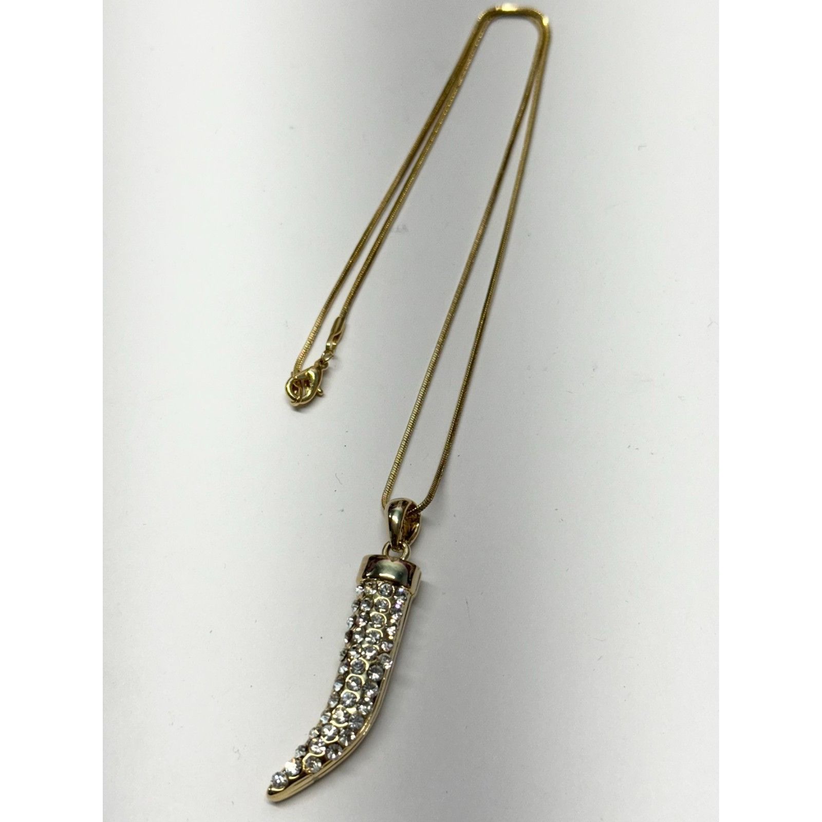 Other Vintage rhinestone gold horn snake chain necklace Size ONE SIZE - 2 Thumbnail