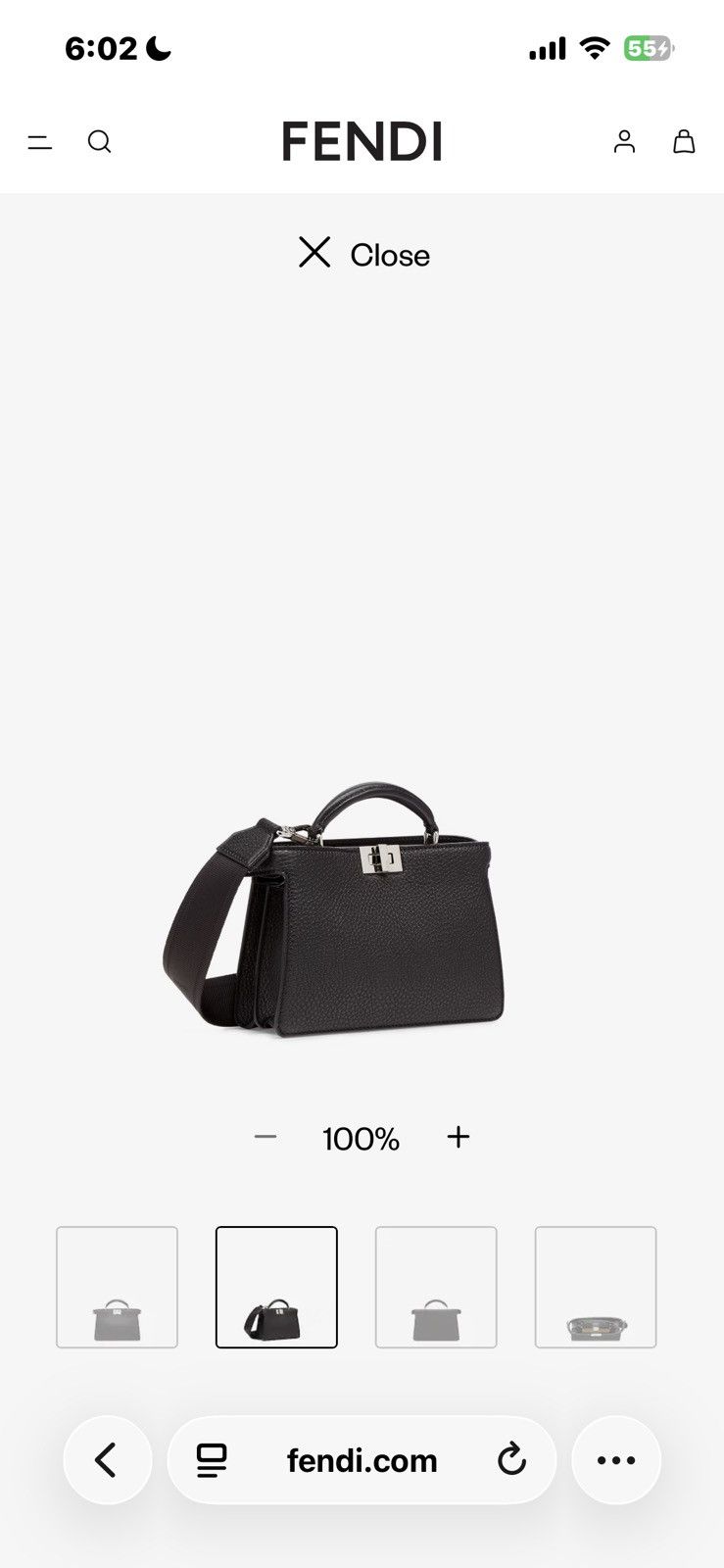 Fendi Peekaboo ISeeU X-Cross Black leather bag Size ONE SIZE - 4 Thumbnail