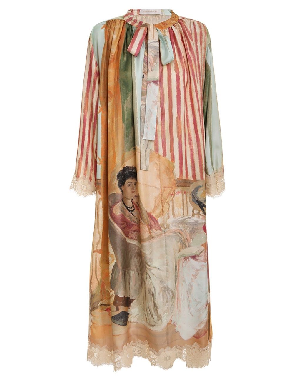 Zimmermann oc11z0225 Luminosity Lace Back Midi Dress in Multicolor Size L / US 10 / IT 46 - 1 Thumbnail
