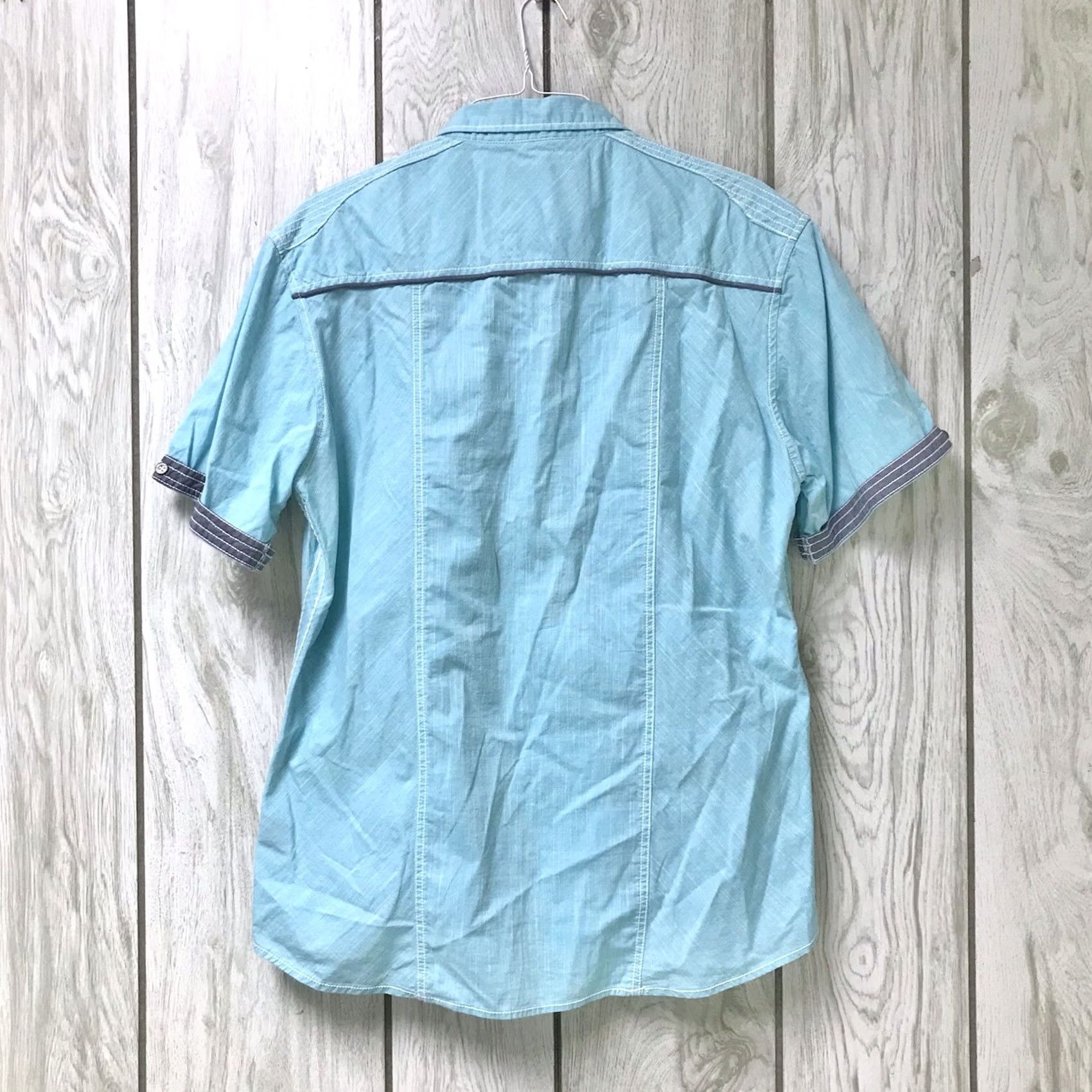 Buckle Black Buckle Black Men Cyan/Yellow Athletic Fit Short Sleeve Button-Up Shirt XL Size US XL / EU 56 / 4 - 2 Thumbnail