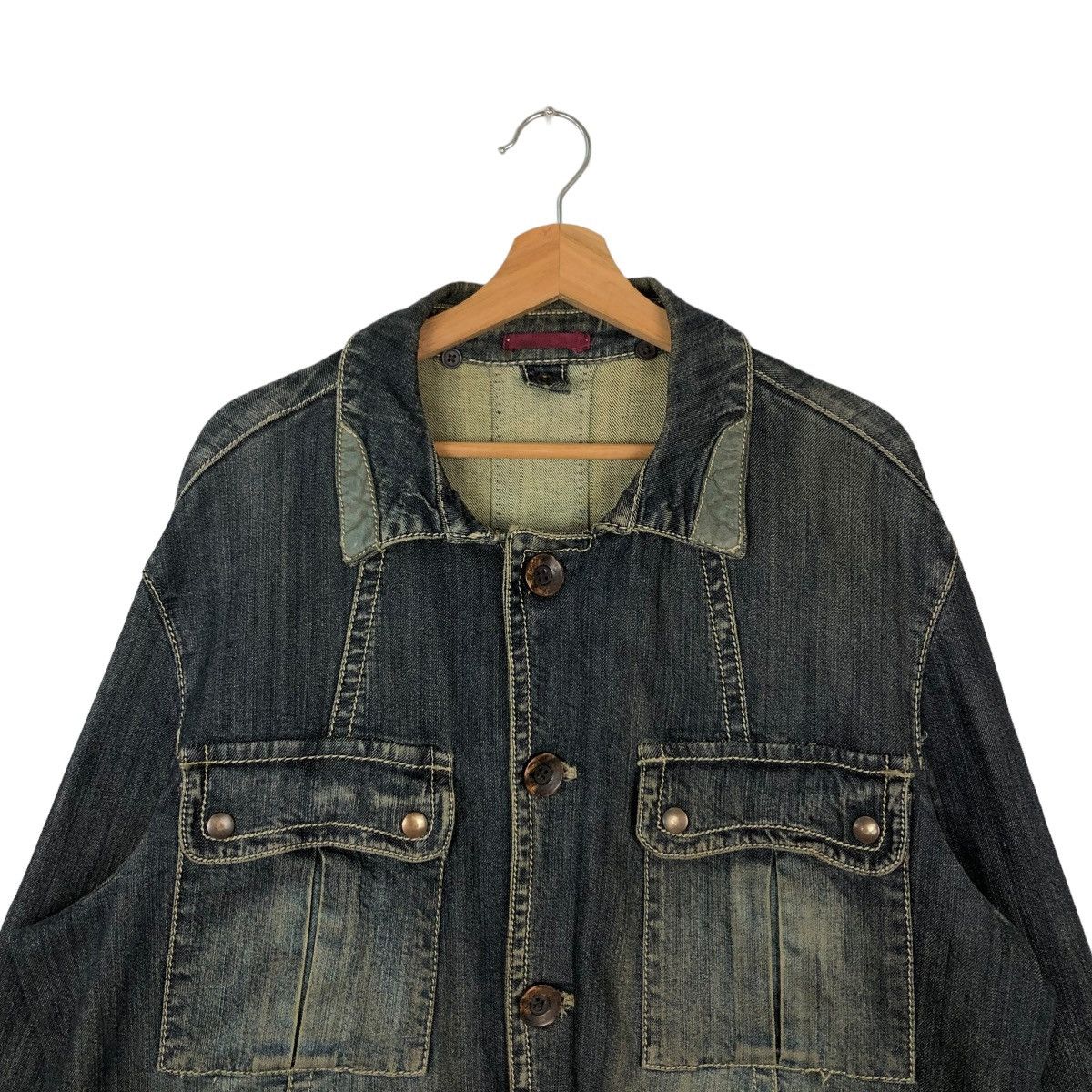 Japanese Brand 🔥VINTAGE DENIM BIKER JACKET BIG POCKET PRIDE Size US M / EU 48-50 / 2 - 2 Thumbnail
