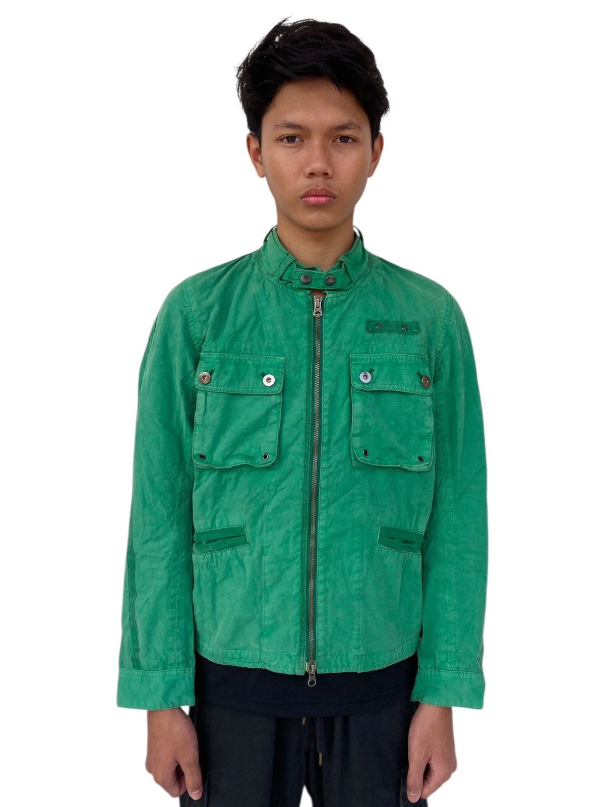 Beams Plus 2000s Beams - Green Biker Jacket Size US M / EU 48-50 / 2 - 1 Thumbnail