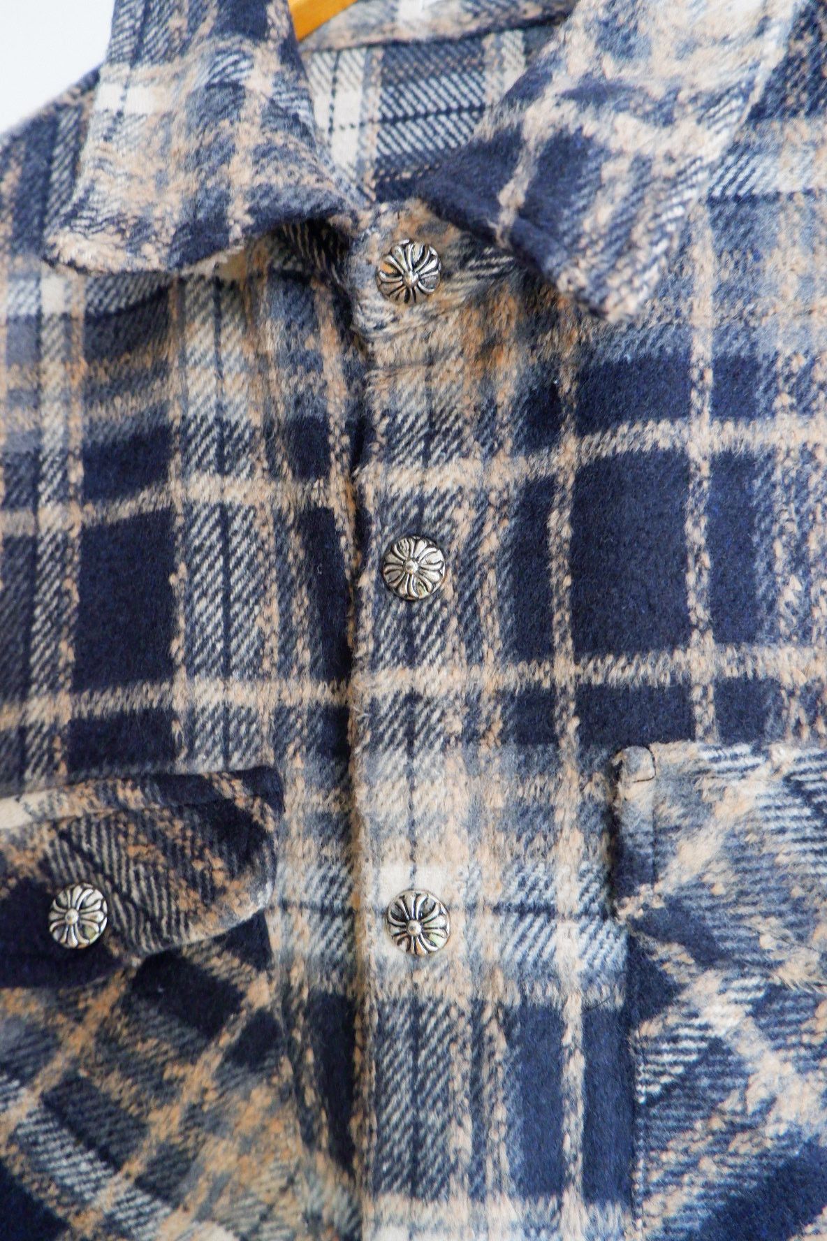 Vintage CH Style Cross Logo Silver Button Wool Flanel