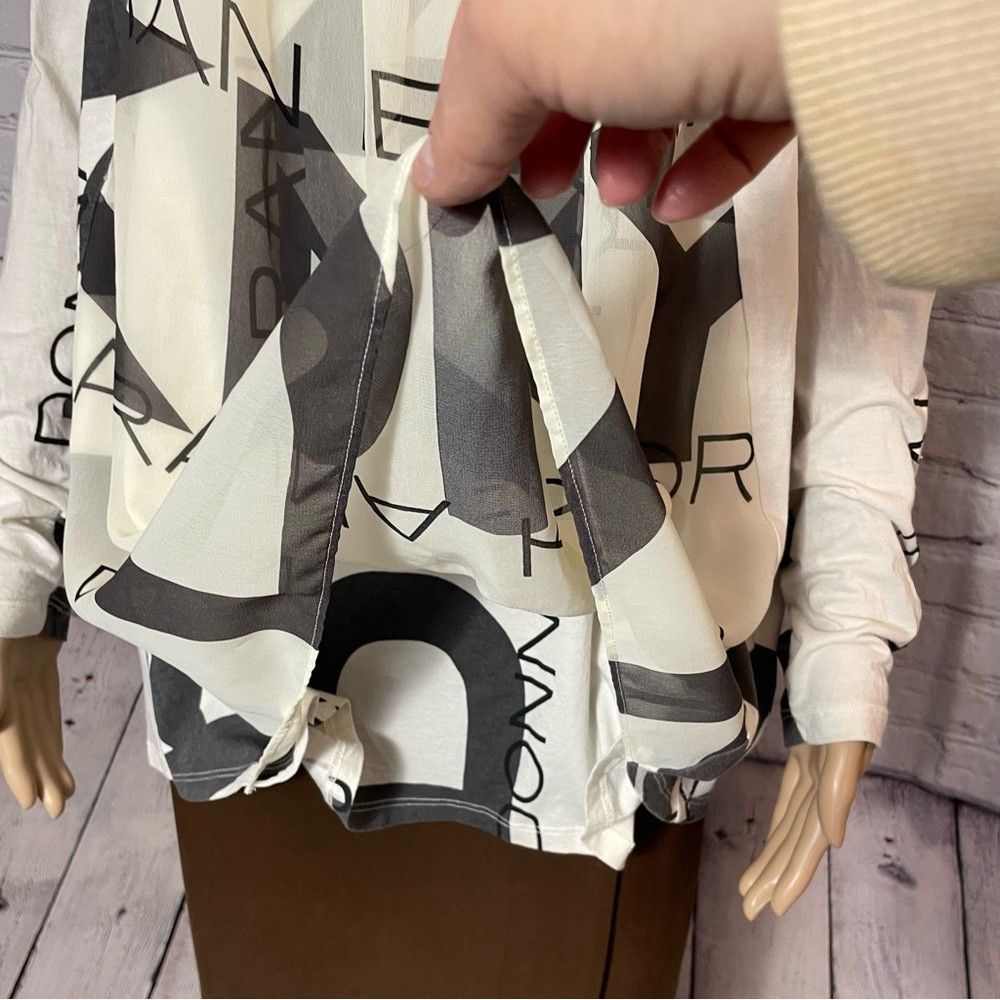 Donna Karan DKNY Logo Long Sleeve Mix Media Front Chiffon Blouse Top Si Size M / US 6-8 / IT 42-44 - 4 Thumbnail