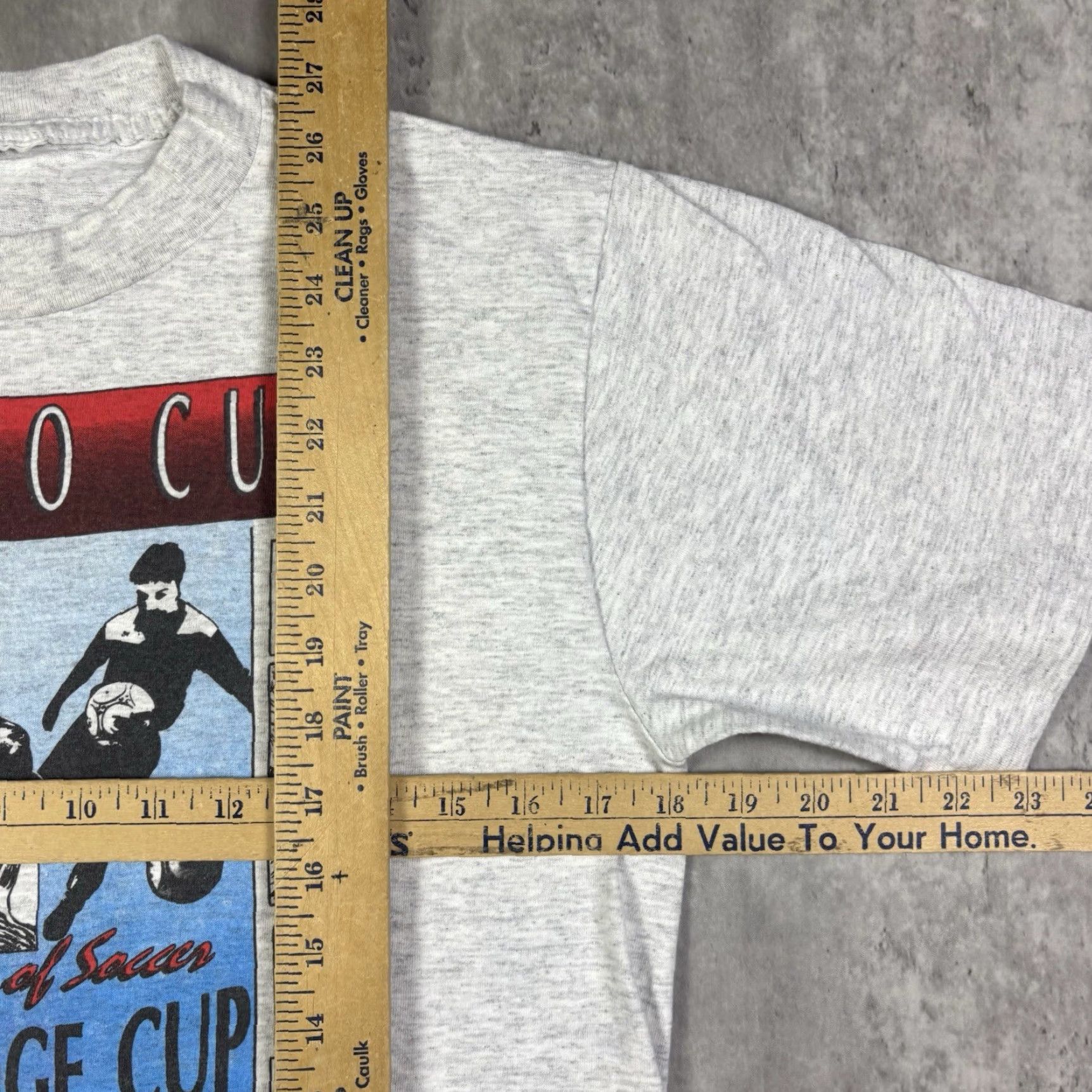 Fruit Of The Loom VINTAGE 90s Anatomy Of Soccer Art Promo T Shirt Mens M Gray Cotton Graphic Print Crew Neck Short Sleeve Classic Fit Size US M / EU 48-50 / 2 - 8 Thumbnail
