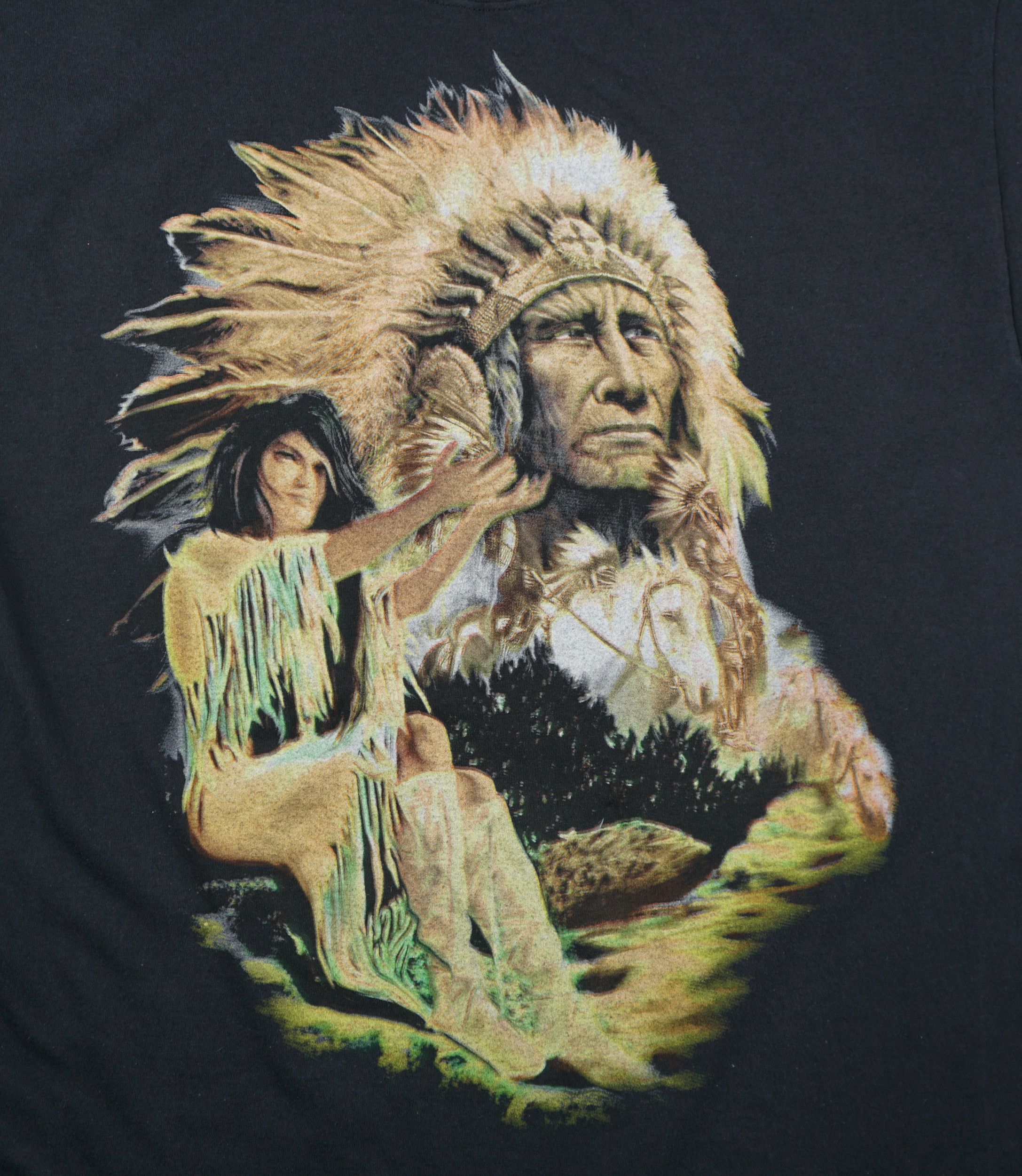 Band Tees × Vintage Vintage 90s Native American T-Shirt Size US L / EU 52-54 / 3 - 2 Thumbnail