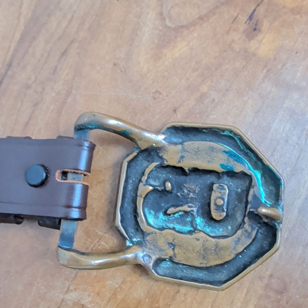 Vintage Vintage Heavy Cast US Buckle with Brown Leather Belt 36 Size 36 - 8 Thumbnail