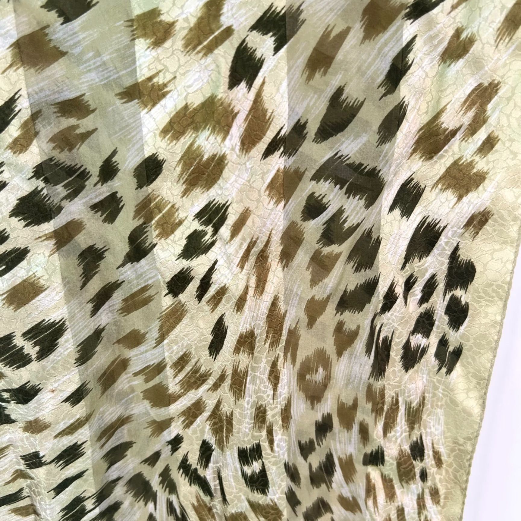 Vintage VINTAGE Adrienne Vattiandin Gold Animal Print Silk Scarf 11X52 Inch Classic Womens Size ONE SIZE - 3 Thumbnail