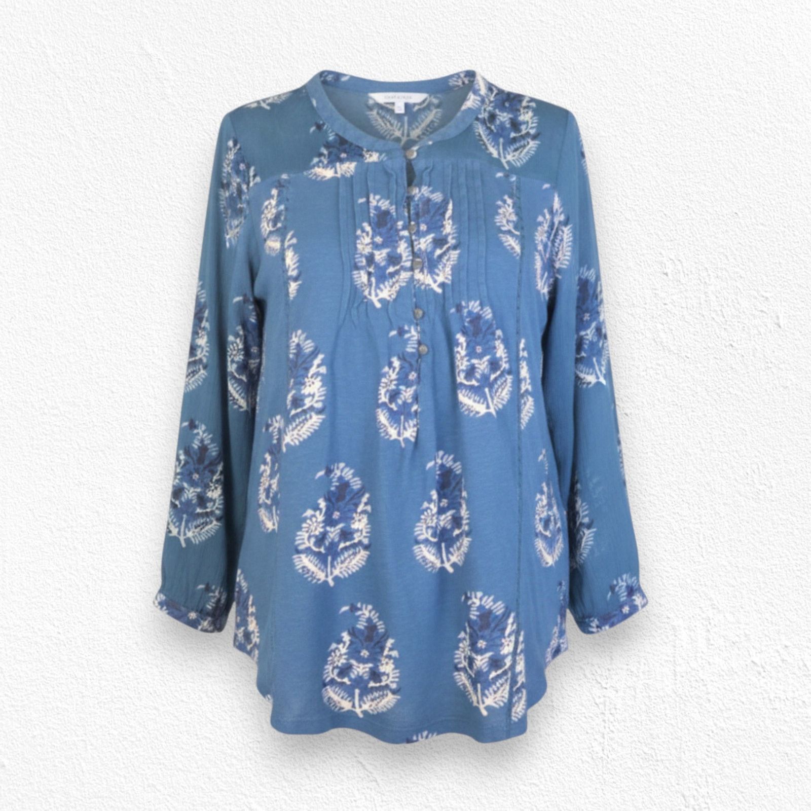 Lucky Brand Y2K Lucky Brand Teal Floral Peasant Blouse Size Small Size S / US 4 / IT 40 - 1 Thumbnail