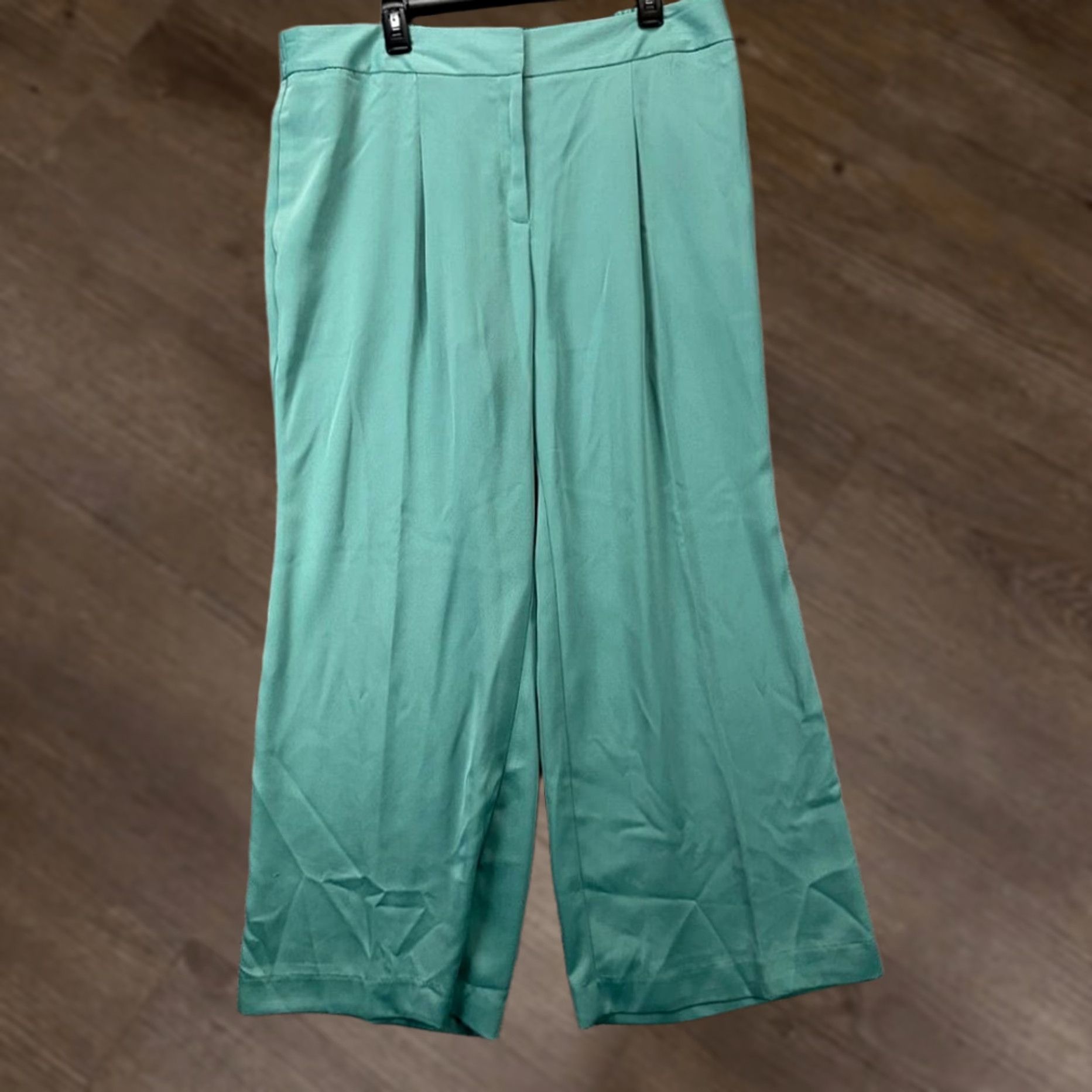 Worthington Worthington Cropped Pants Womens P2XL Petite Teal Wide Leg High Rise NEW Size 40" / US 18 - 1 Thumbnail