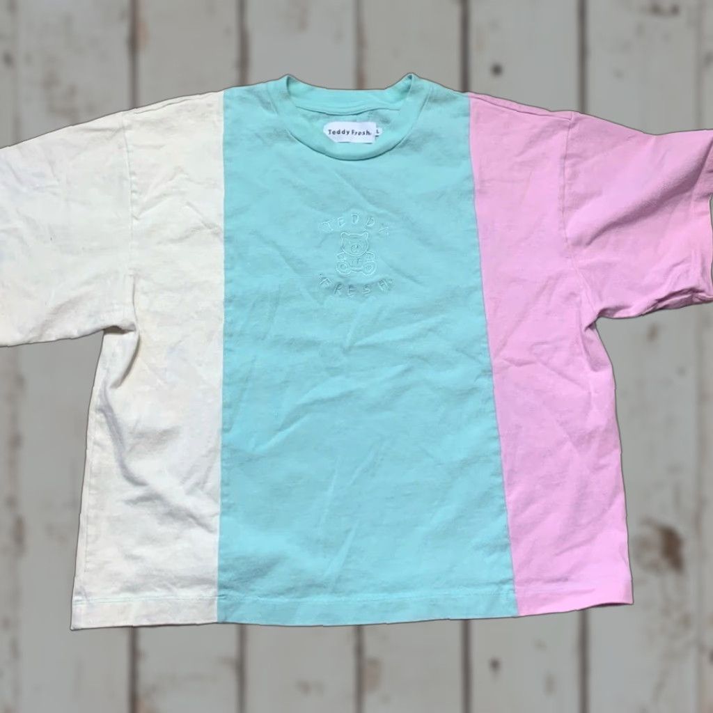 Teddy Fresh Teddy Fresh Pink Colorblock T-Shirt L Women Regular Size Large Tee Shirt Size L / US 10 / IT 46 - 1 Thumbnail