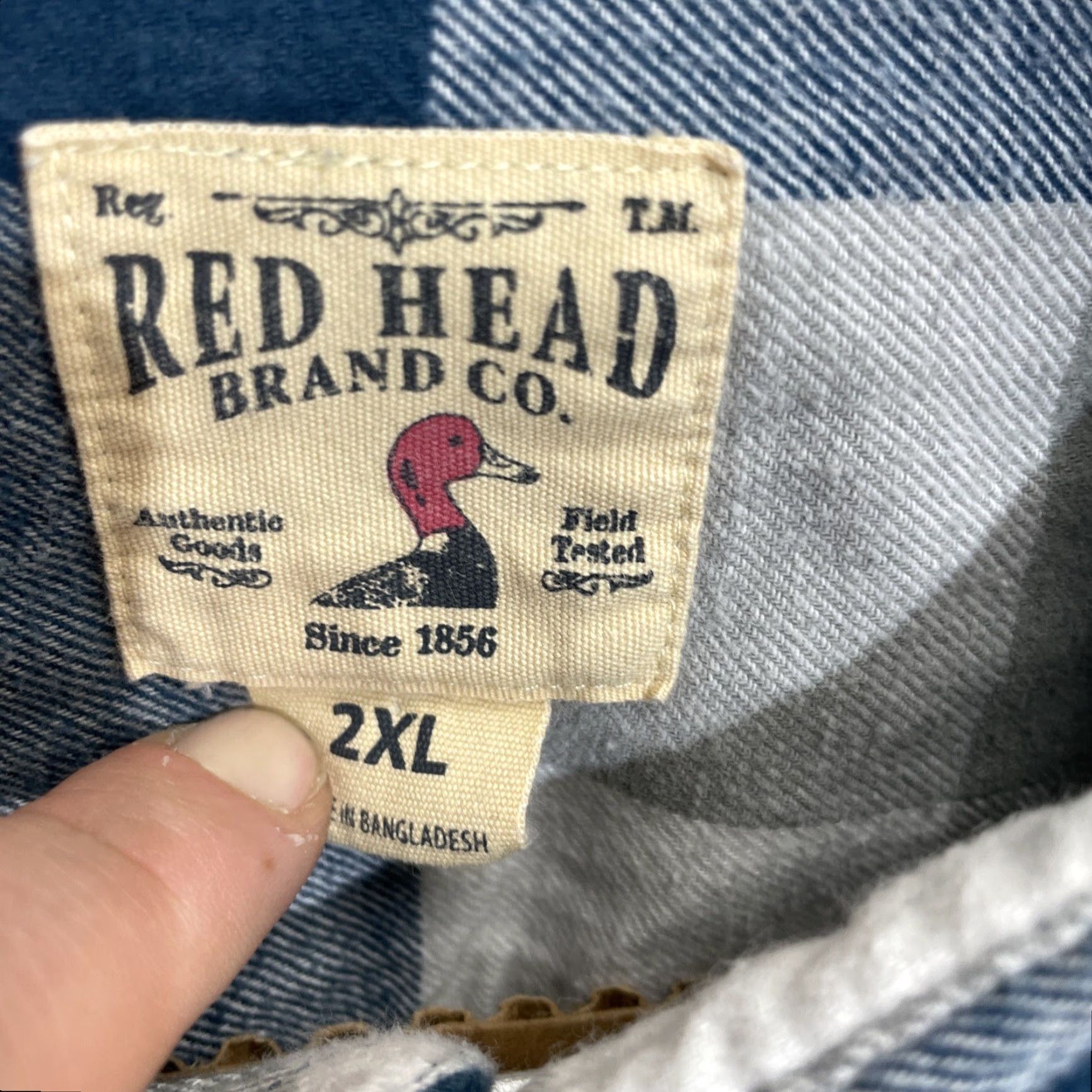 Vintage RedHead Flannel Shirt Mens 2XL Blue Plaid Casual Long Sleeve Button Up Shirt Size US XXL / EU 58 / 5 - 3 Thumbnail