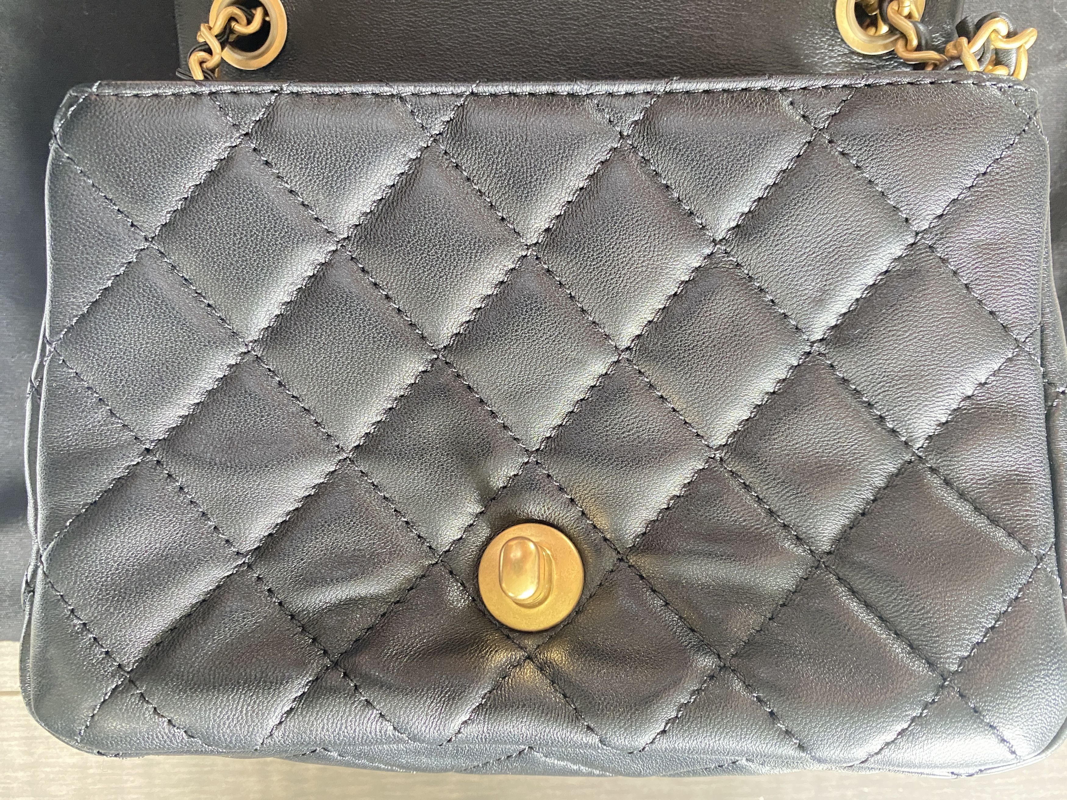 Chanel CHANEL Black Mini Square Pearl Crush Gold Ball Flap Bag Size ONE SIZE - 6 Thumbnail