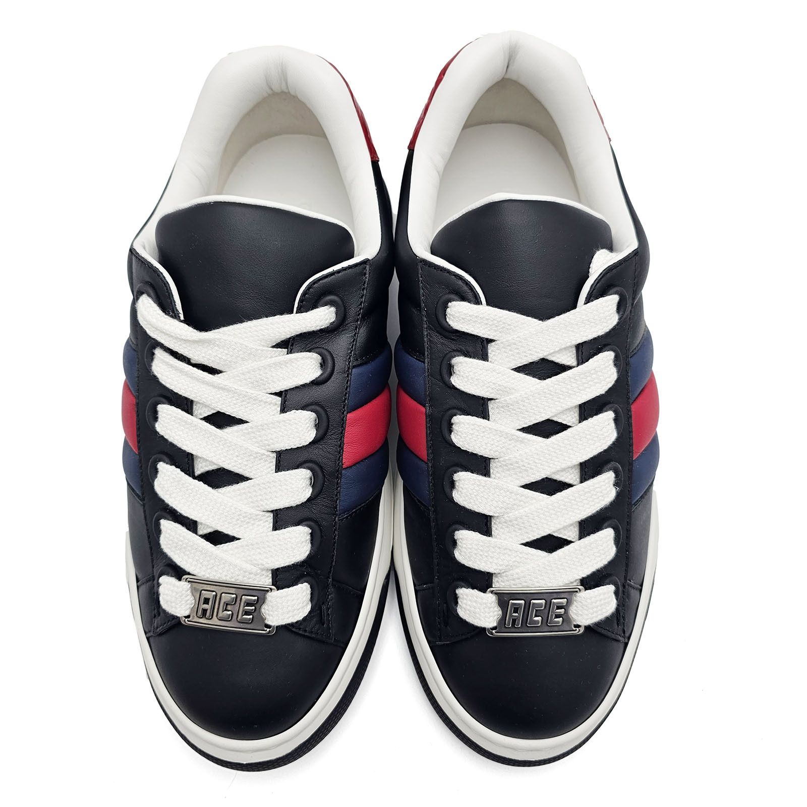 Gucci Gucci Ace Mens Sneakers Blue Red Web Black Leather 10.5 New Size US 10.5 / EU 43-44 - 10 Thumbnail