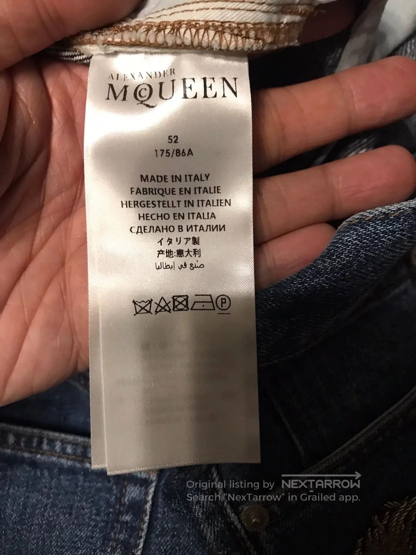 Alexander McQueen Blue Embroidered Denim Jeans with Fringe Hem. Size US 36 / EU 52 - 7 Thumbnail