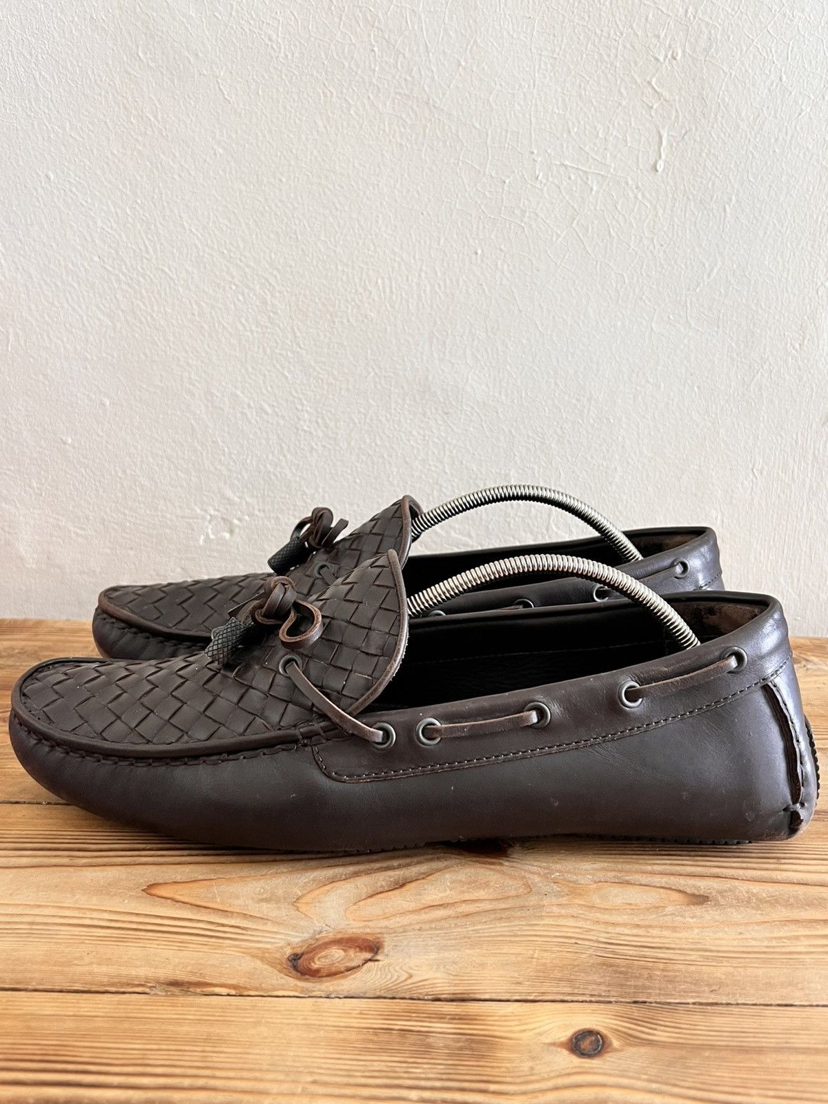 Bottega Veneta Intrecciato Leather Driving Loafers