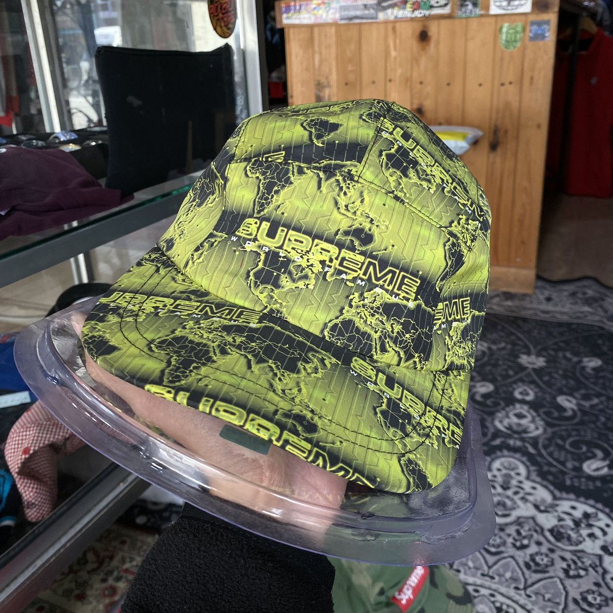 image of Supreme World Famous Taped Seam Camp Cap (Ss18) in Acid Green, Men's
