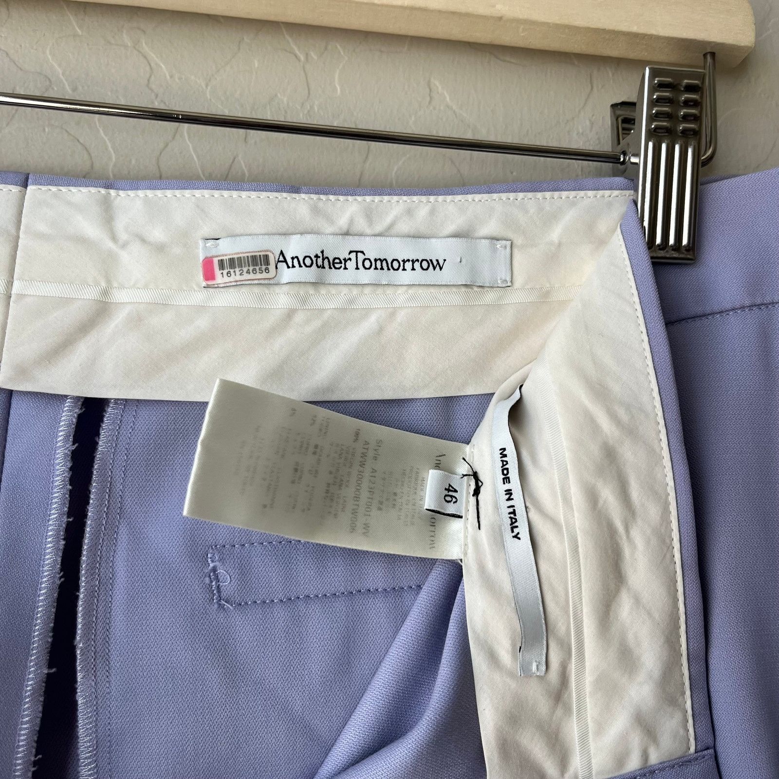 Another Tomorrow Another Tomorrow Lilac Merino Wool Straight Leg Trousers 10 Size 32" / US 10 / IT 46 - 8 Thumbnail