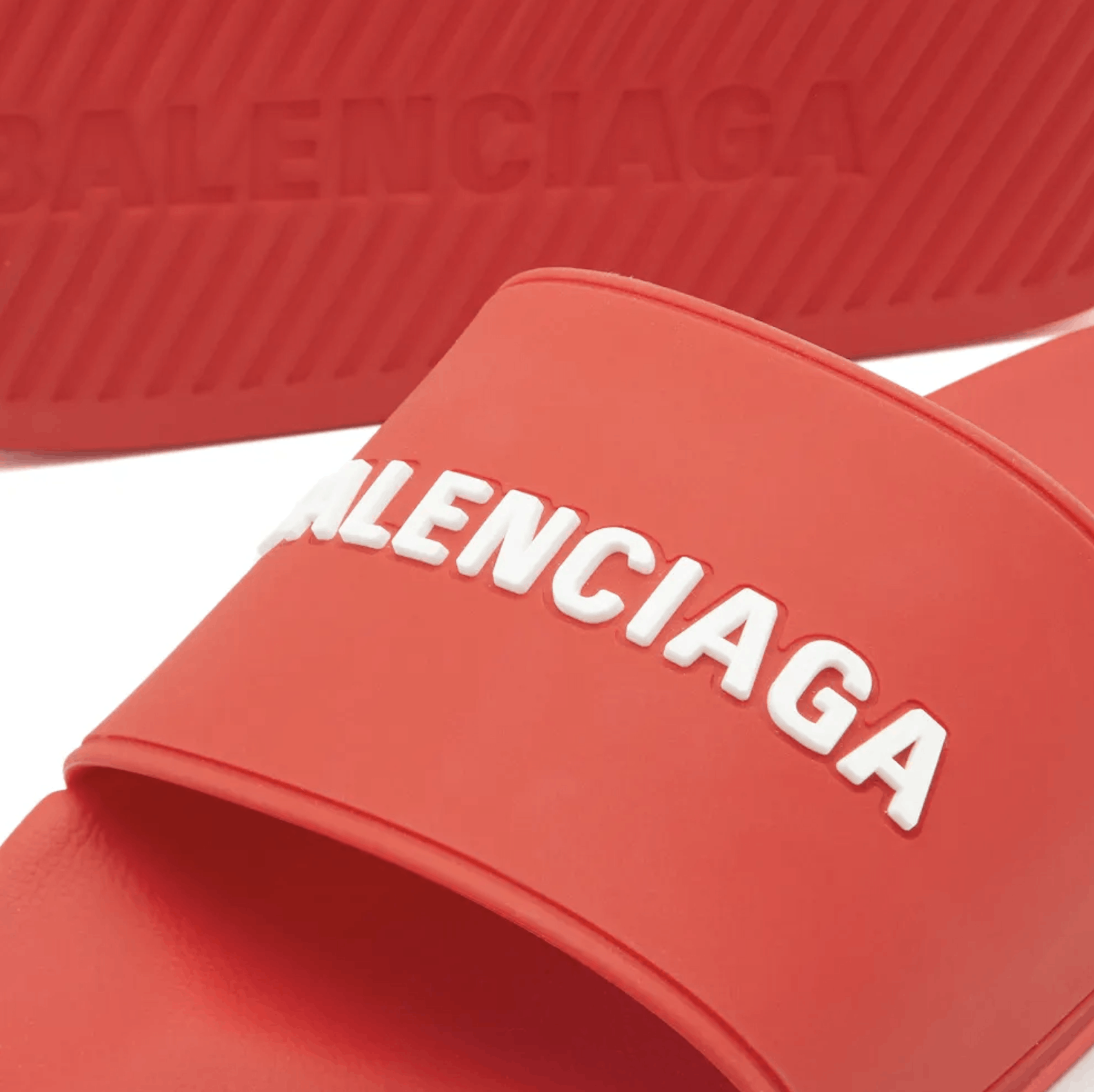 Balenciaga Balenciaga Men's Logo Pool Slide in Red/White Size US 9 / EU 42 - 4 Thumbnail