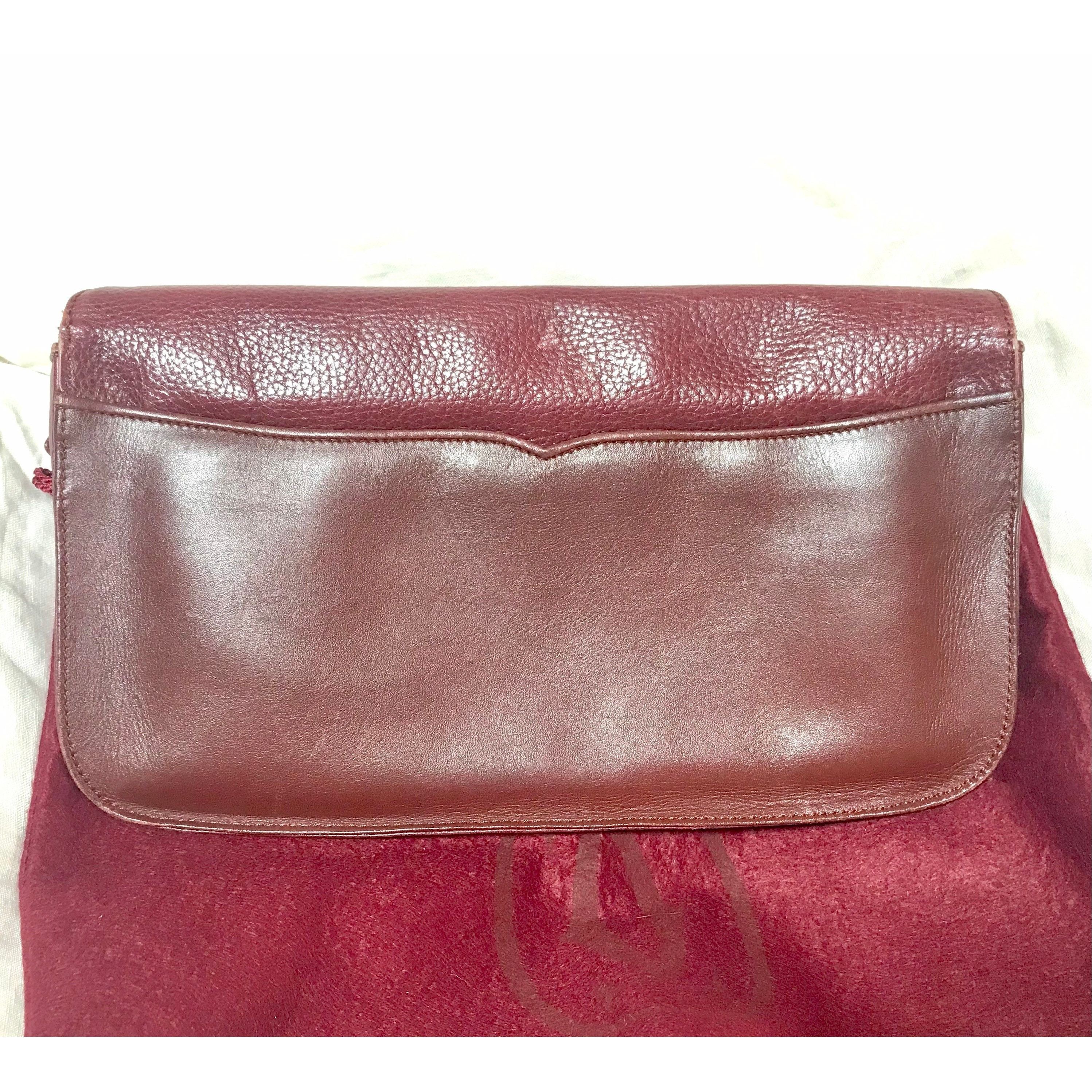 Cartier Vintage Cartier wine leather clutch bag with gold tone logo Size ONE SIZE - 3 Thumbnail