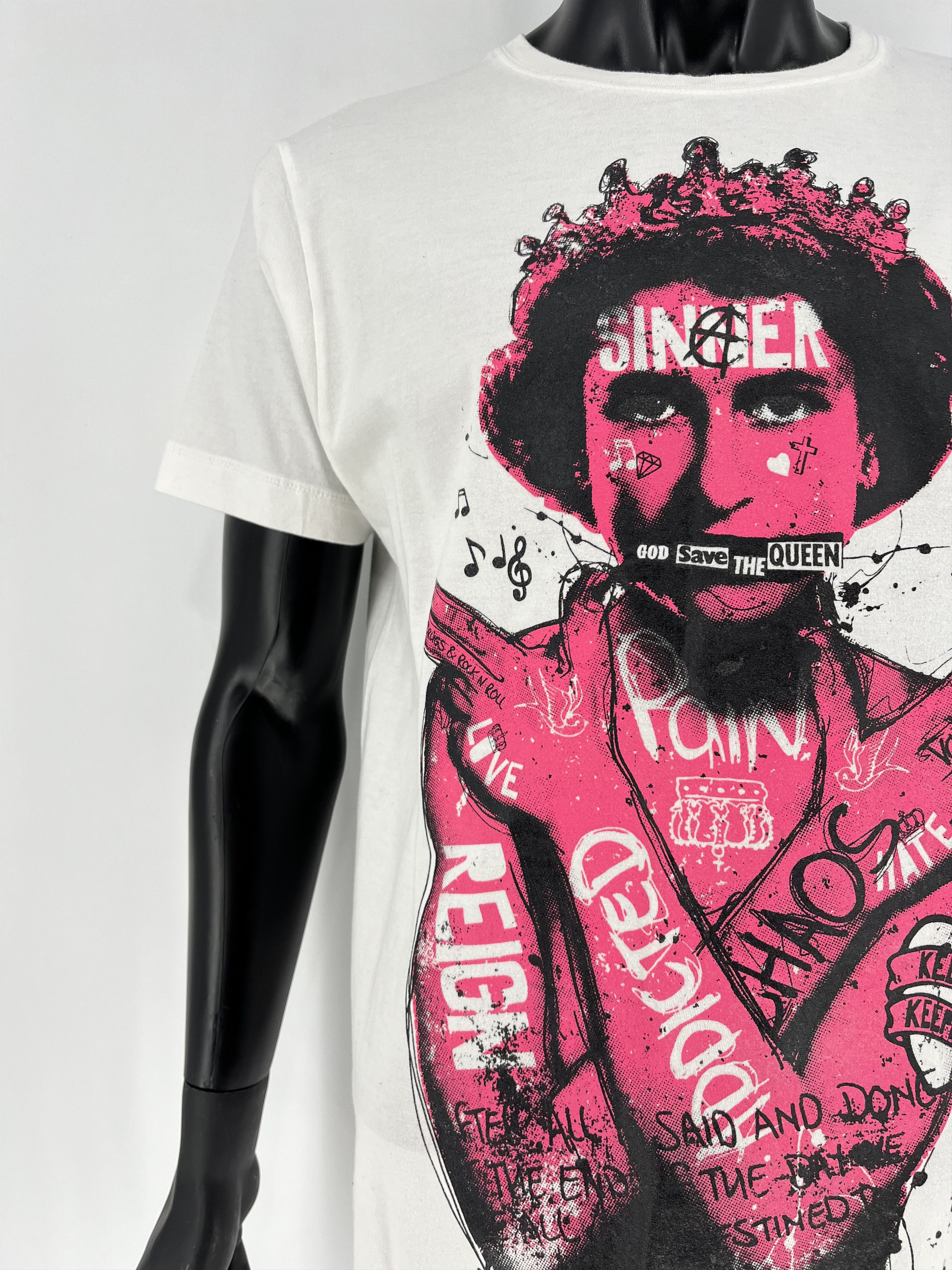 Band Tees Pistol Boutique Mens Fitted White Round GRAFFITI QUEEN Size US L / EU 52-54 / 3 - 6 Thumbnail