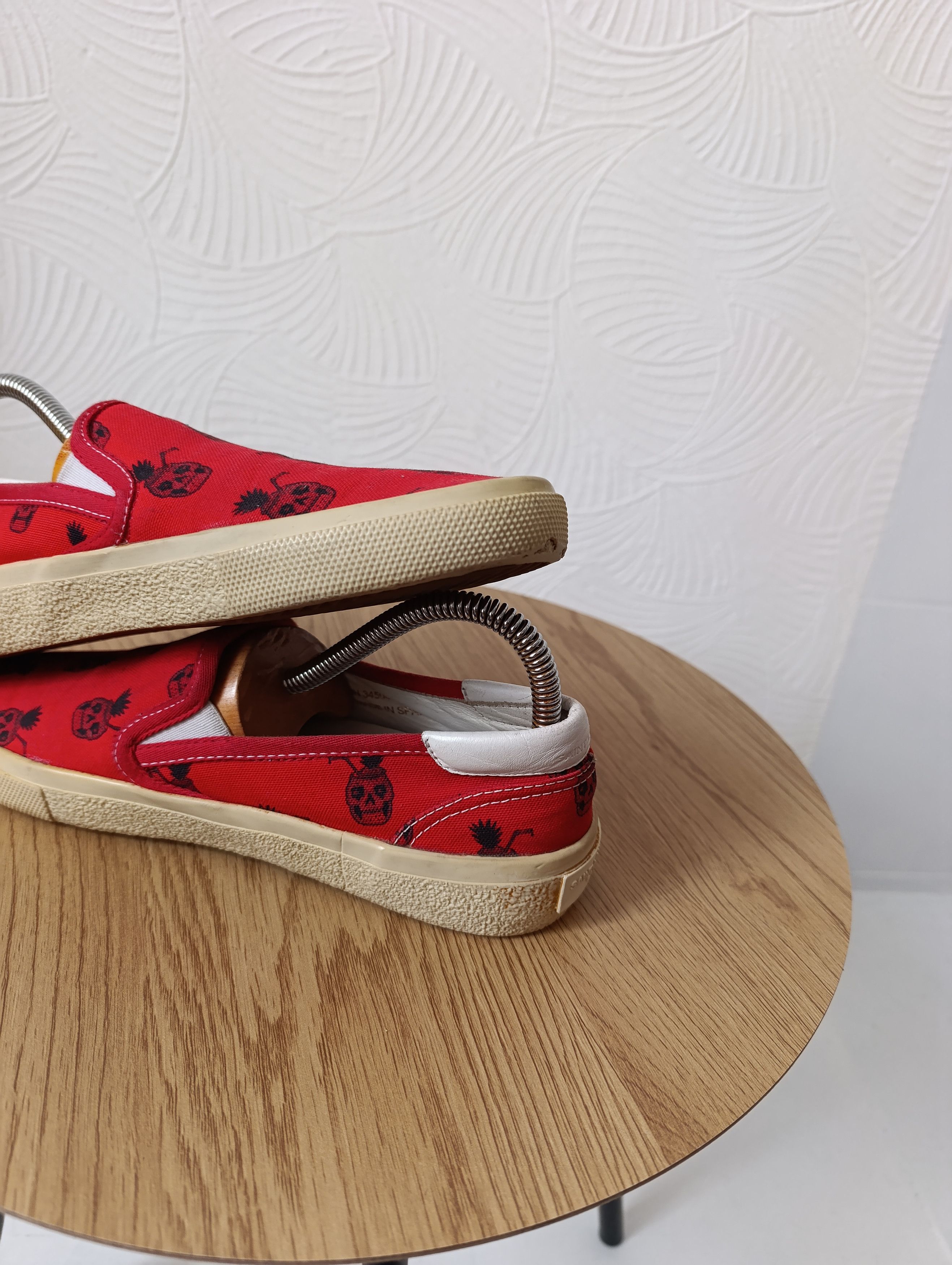 Saint Laurent Paris SAINT LAURENT RED SKULL PINEAPPLE SLIP-ON SNEAKERS Size US 7.5 / IT 37.5 - 6 Thumbnail
