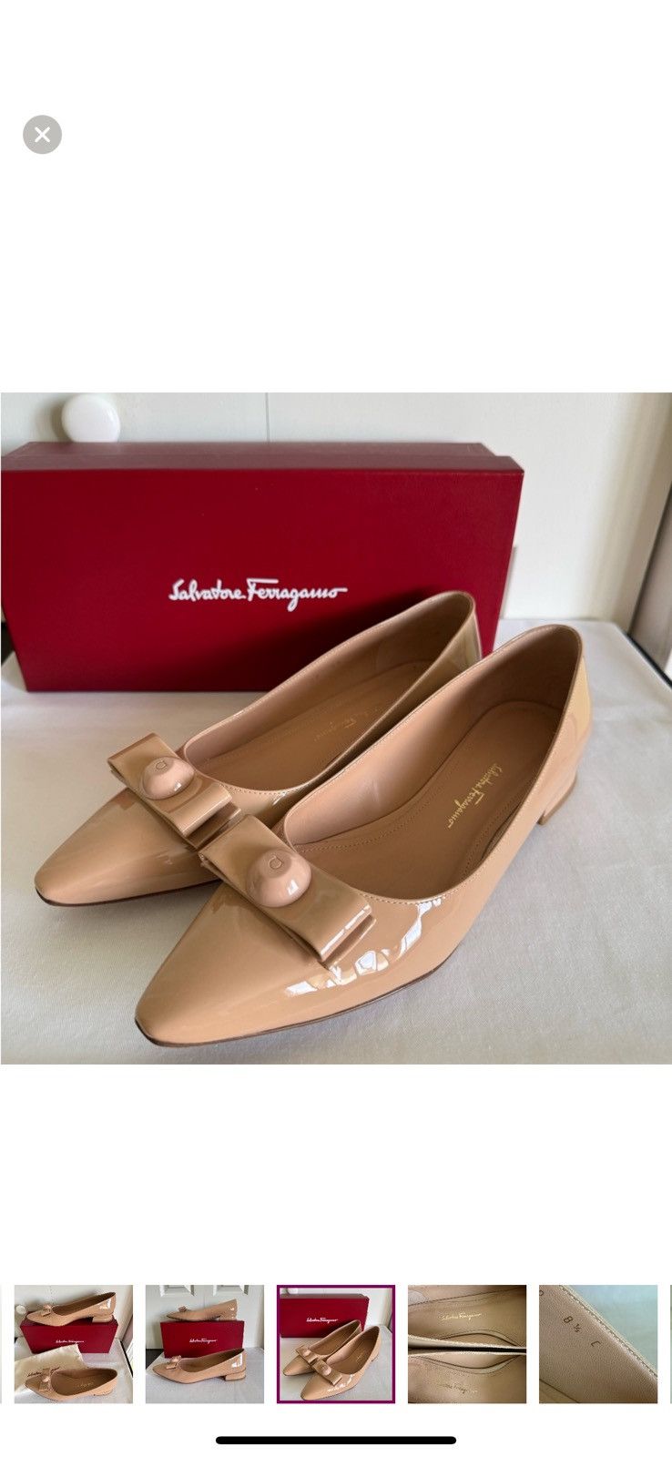 Salvatore Ferragamo SALVATORE FERRAGAMO Beige Patent Leather Pumps 8.5 Mint Size US 8.5 / IT 38.5 - 4 Thumbnail