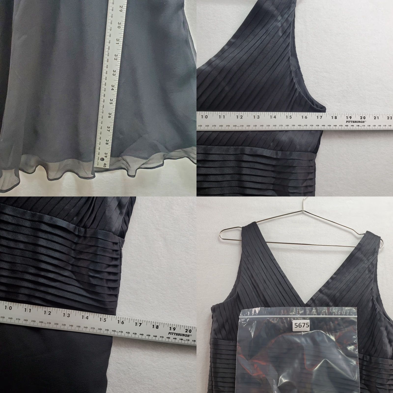 Anne Klein Anne Klein Dress Women's A-Line 10 Black 100% Silk Lined Pleated Surplice Neck Sleeveless Size L / US 10 / IT 46 - 8 Thumbnail