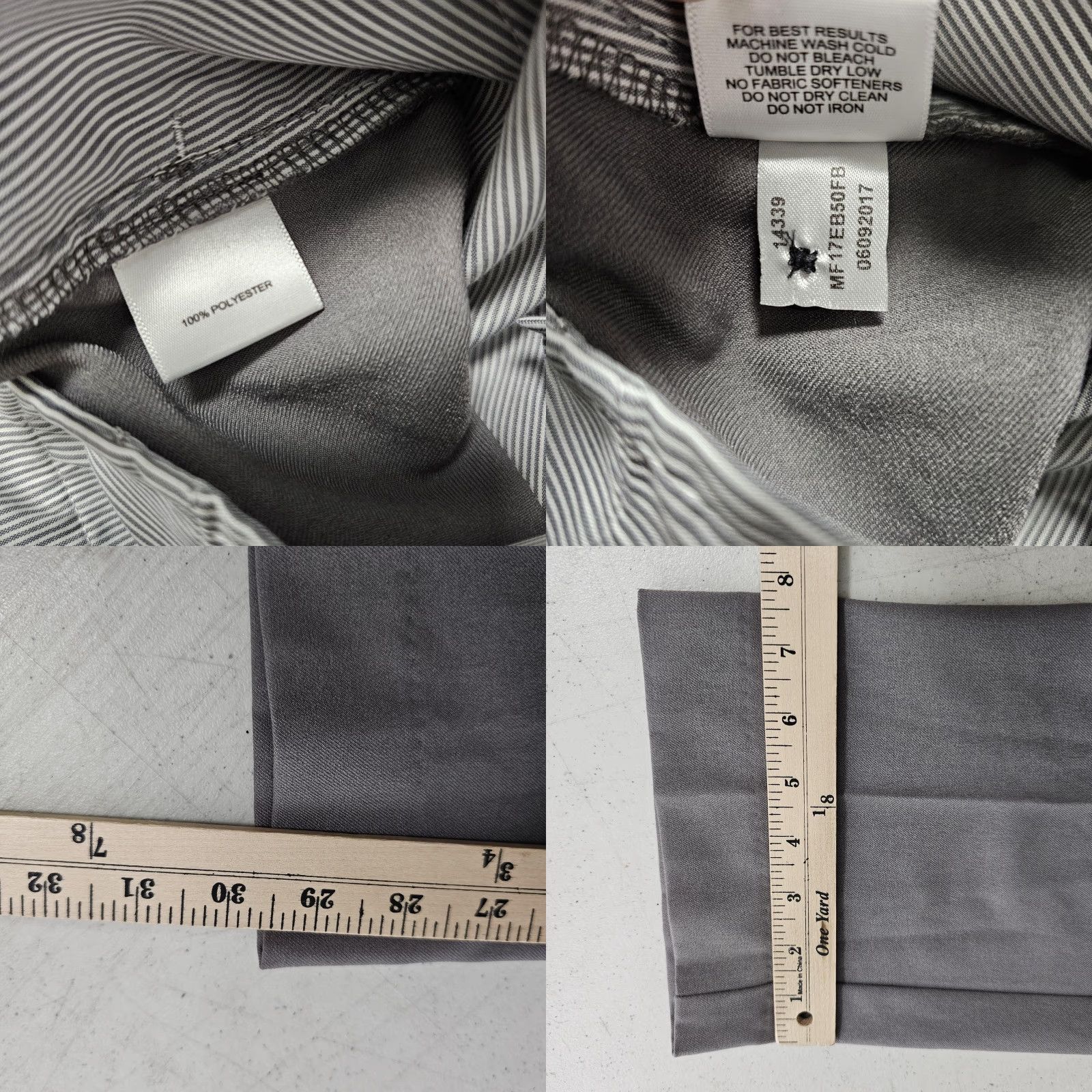 Peter Millar Peter Millar Dress Pants Mens 34x30 Gray Crown Sport Flat Front Pockets Slim Straight Logo 100% Polyester Business Casual Size US 34 / EU 50 - 8 Thumbnail