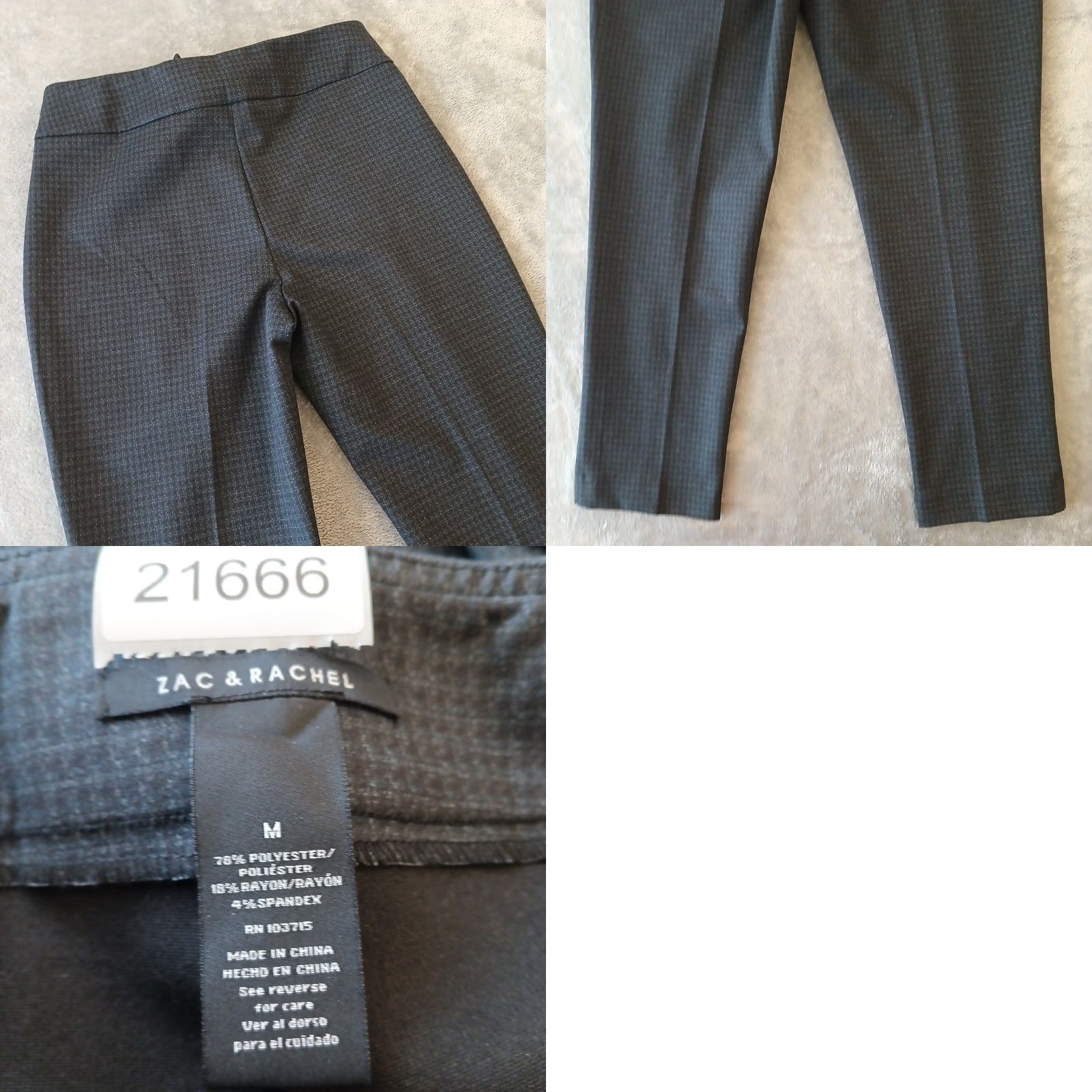 Vintage Zac & Rachel Pants Womens Medium Blue Geometric Pull On Stretch Ankle Straight Size 32" / US 10 / IT 46 - 8 Thumbnail