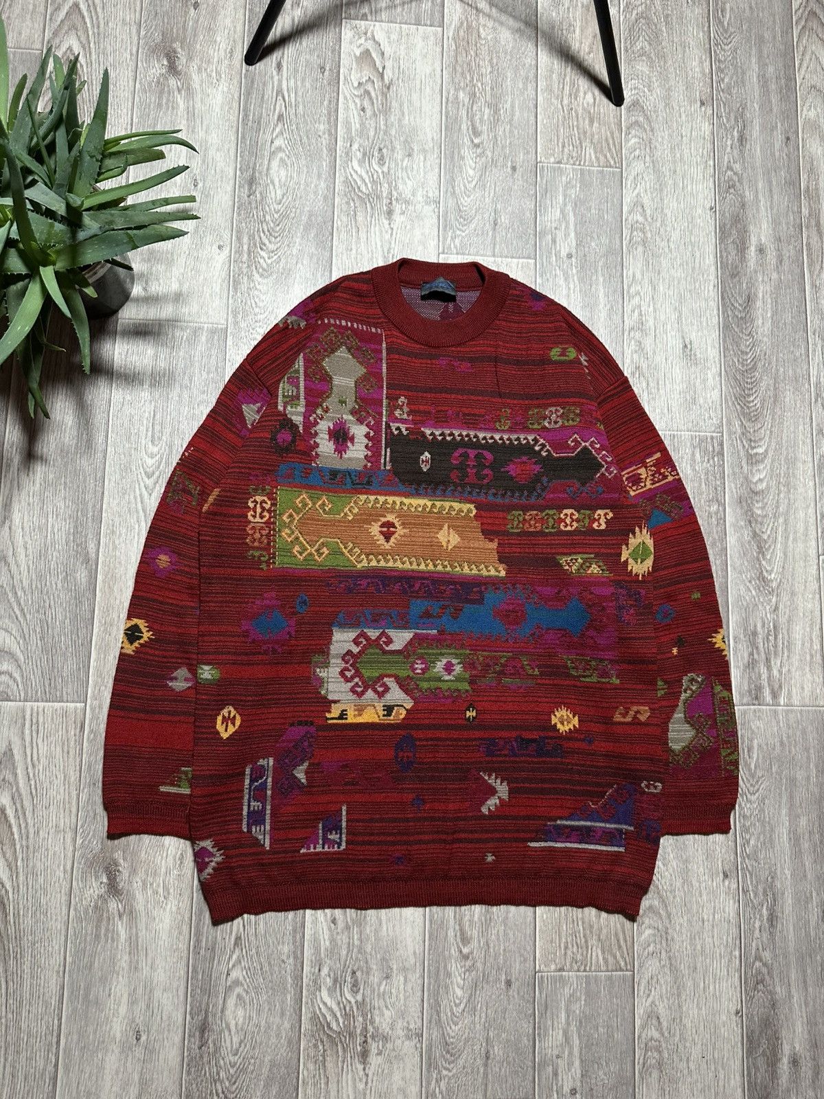 Kenzo Kenzo Homme Vintage Virgin Wool Abstraction Sweater Size US L / EU 52-54 / 3 - 1 Thumbnail