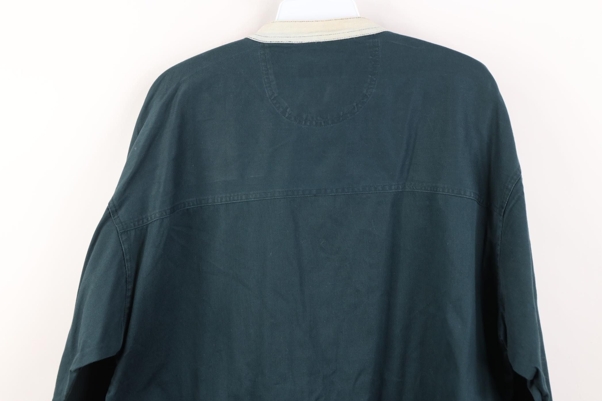Vintage Vintage 90s Streetwear Denim Band Collar Button Shirt Green Size US M / EU 48-50 / 2 - 17 Thumbnail