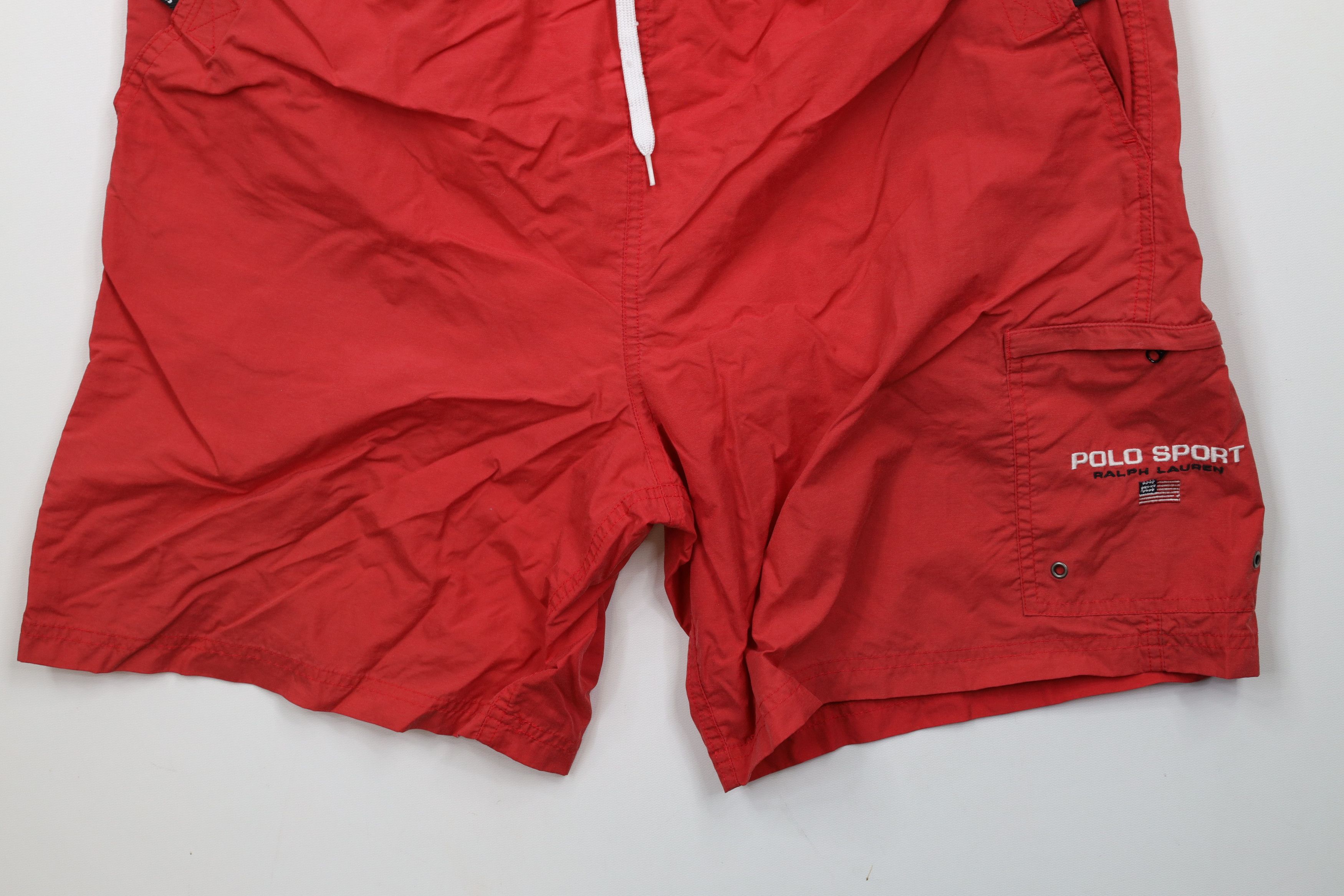 Ralph Lauren × Vintage Vintage 90s Polo Sport Ralph Lauren Flag Lined Shorts Red Size US 34 / EU 50 - 4 Thumbnail