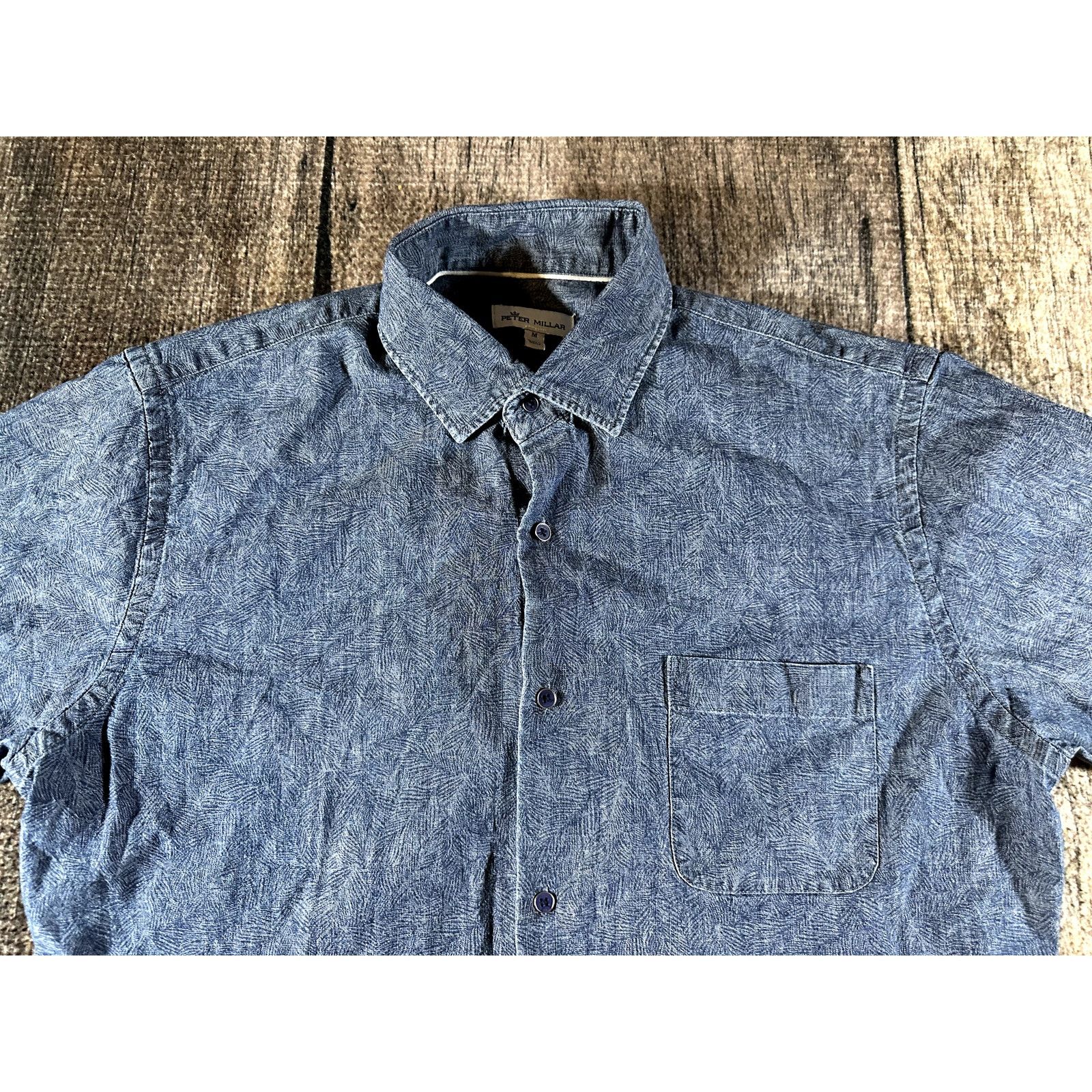 Peter Millar Peter Millar Button Down Pocket Blue Palm Leaves Shirt Mens Size US M / EU 48-50 / 2 - 2 Thumbnail