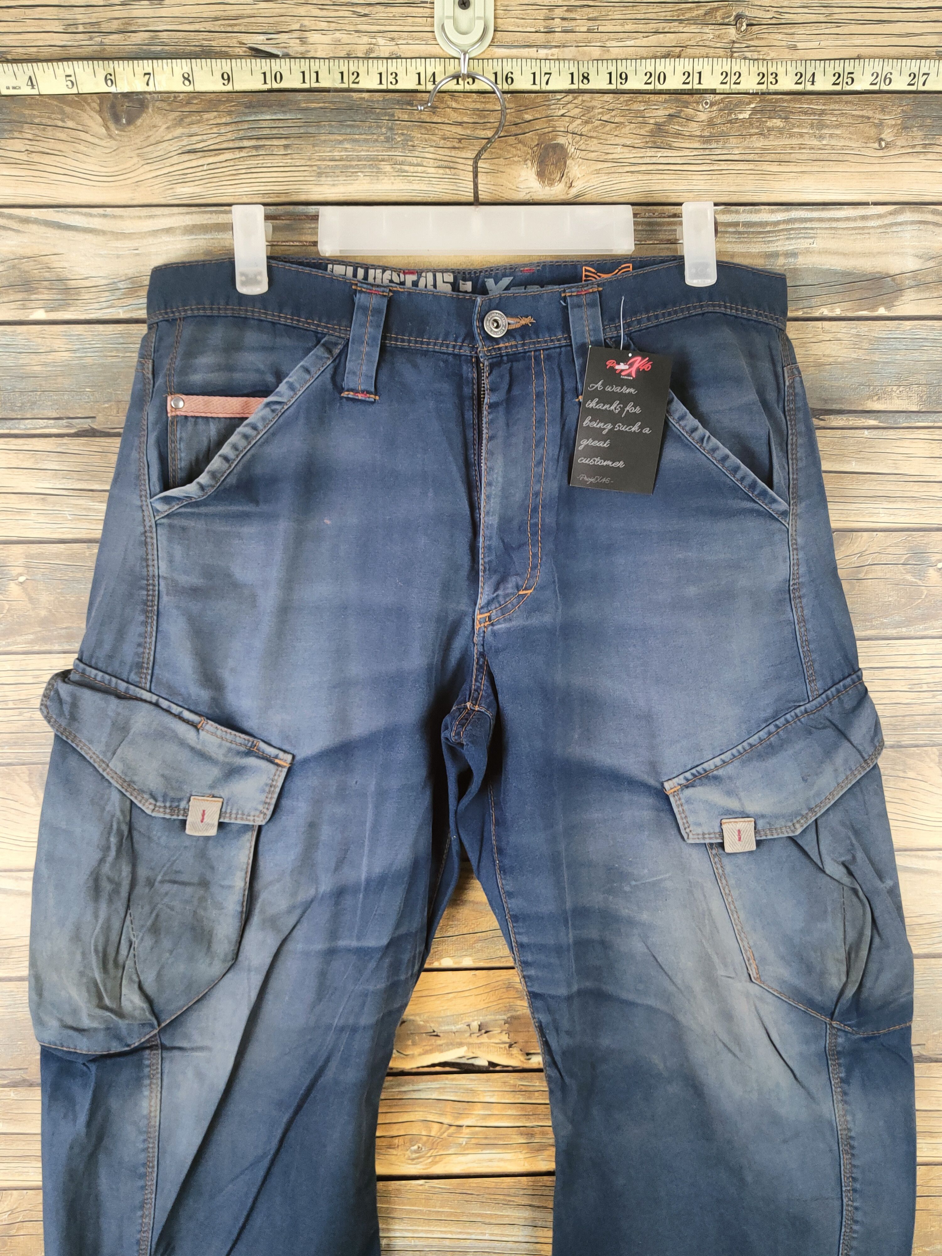 Japanese Brand DL Xebec Twist45 Blue Faded Multipocket Cargo Pants# 46-092 Size US 32 / EU 48 - 2 Thumbnail