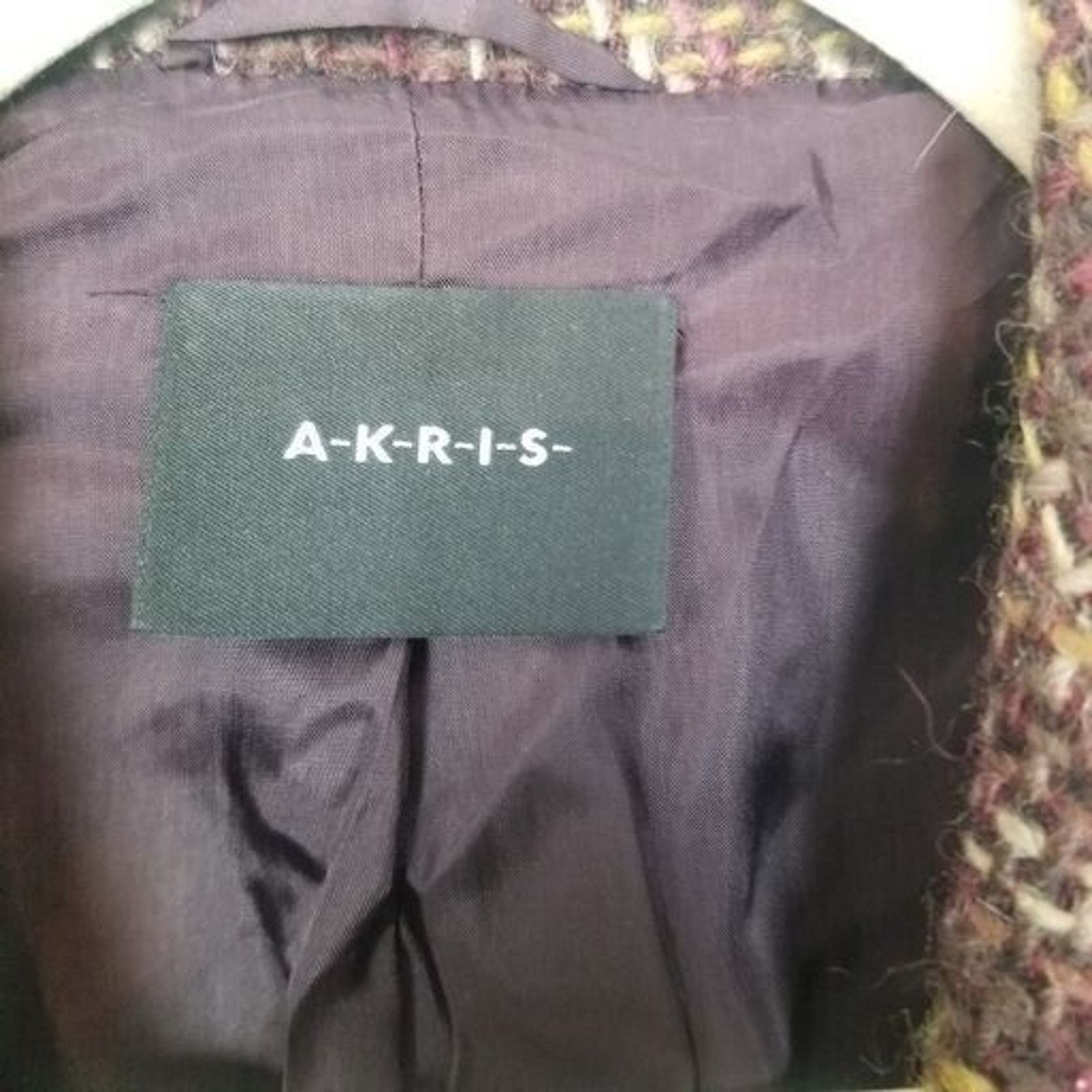 Akris Arkis Womens Wool Alpaca Tweed Blazer Size 8 Leather Trim Size M / US 6-8 / IT 42-44 - 7 Thumbnail